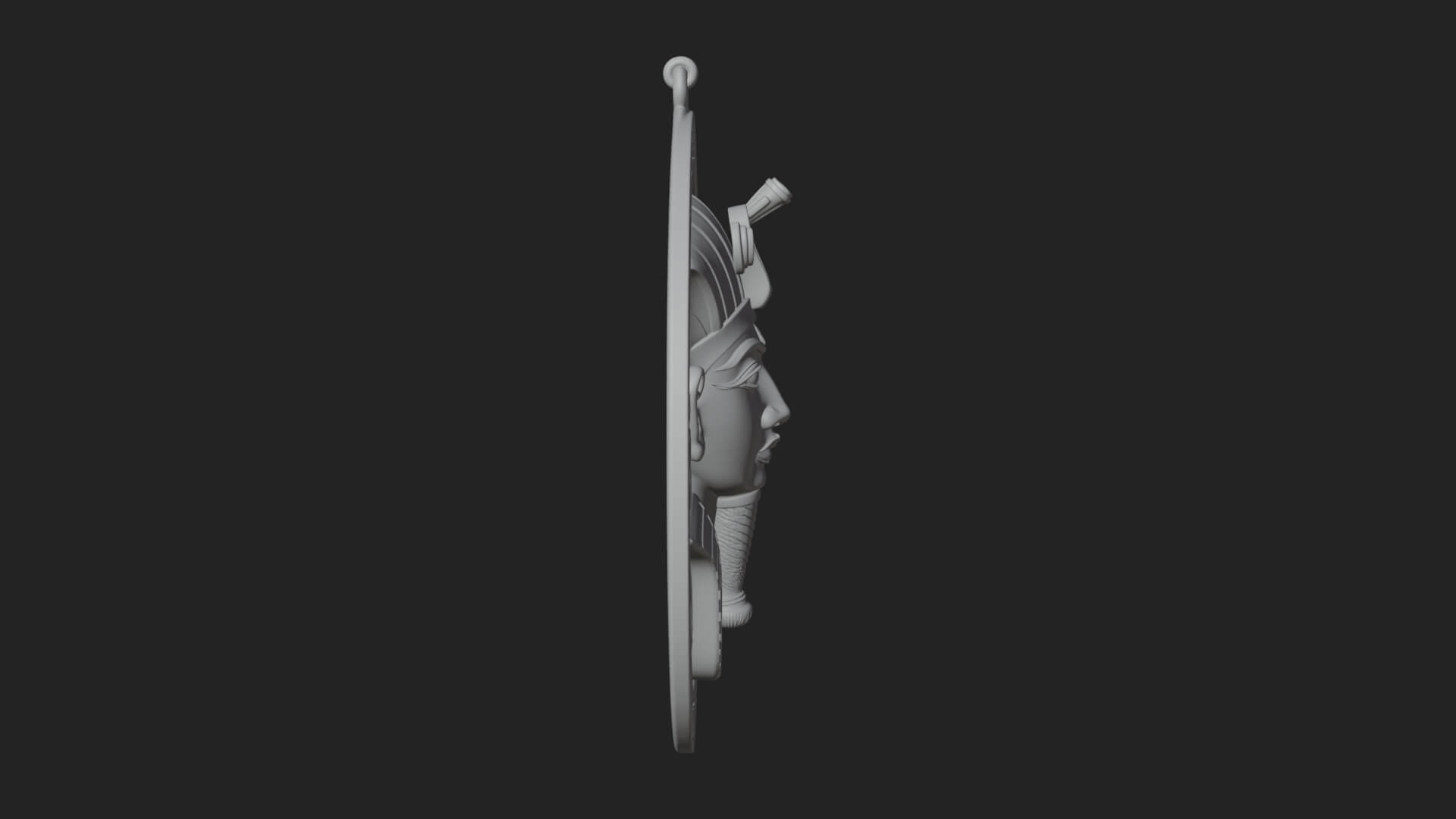 Pharaoh Mask Oval Relief Plaque Design 1 3D Print Model 3D Model