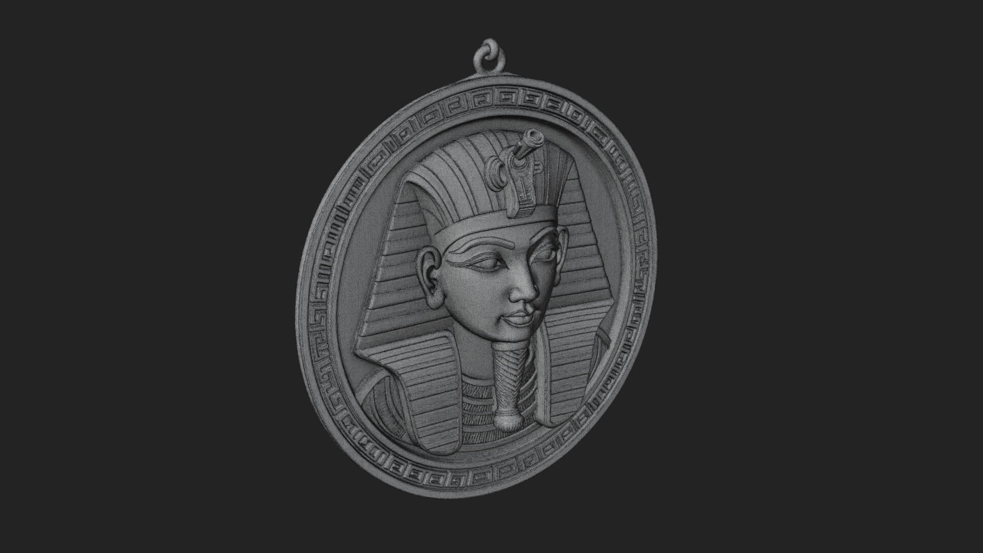 Pharaoh Mask Oval Relief Plaque Design 1 3D Print Model 3D Model