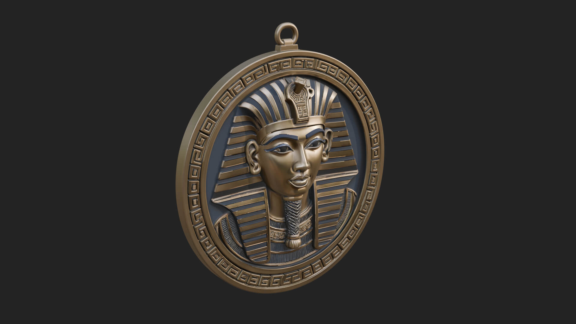 Pharaoh Mask Oval Relief Plaque Design 2 3D Print Model 3D Model