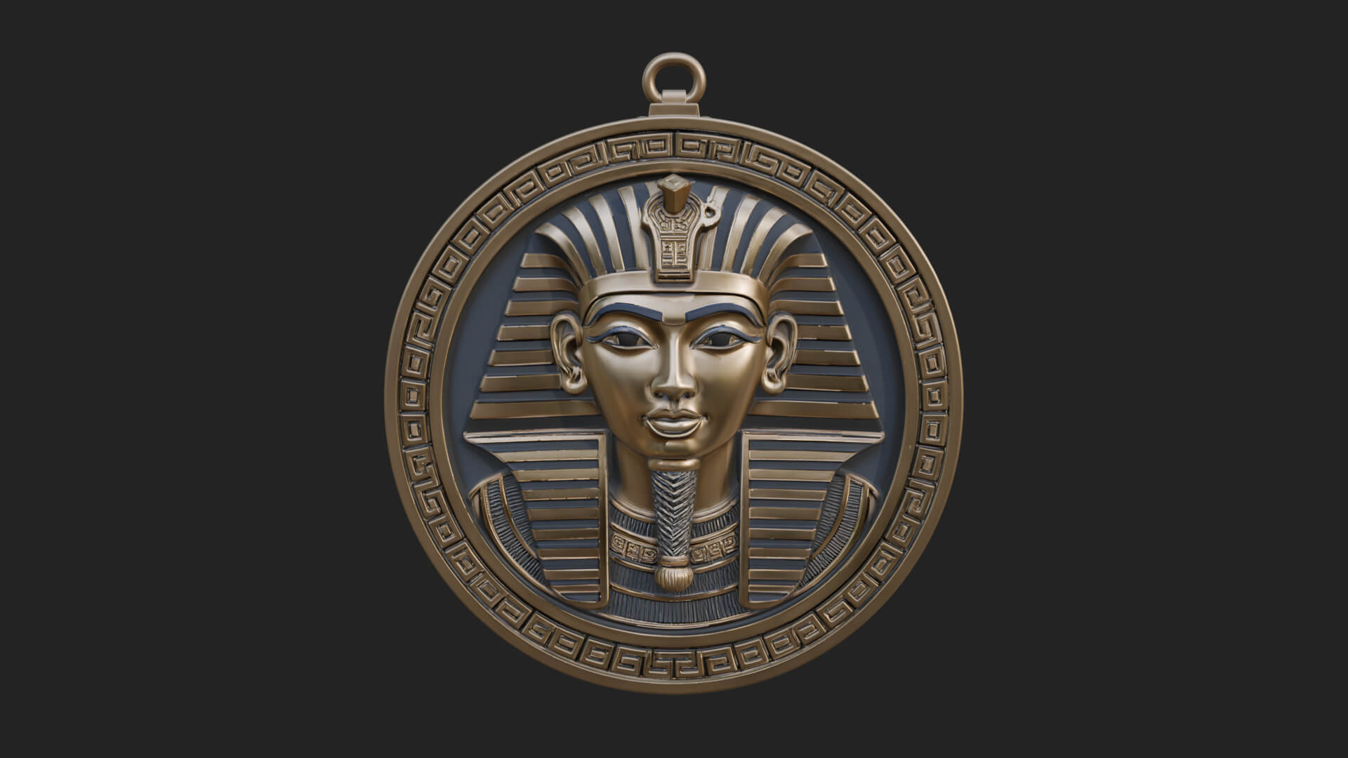 Pharaoh Mask Oval Relief Plaque Design 2 3D Print Model 3D Model