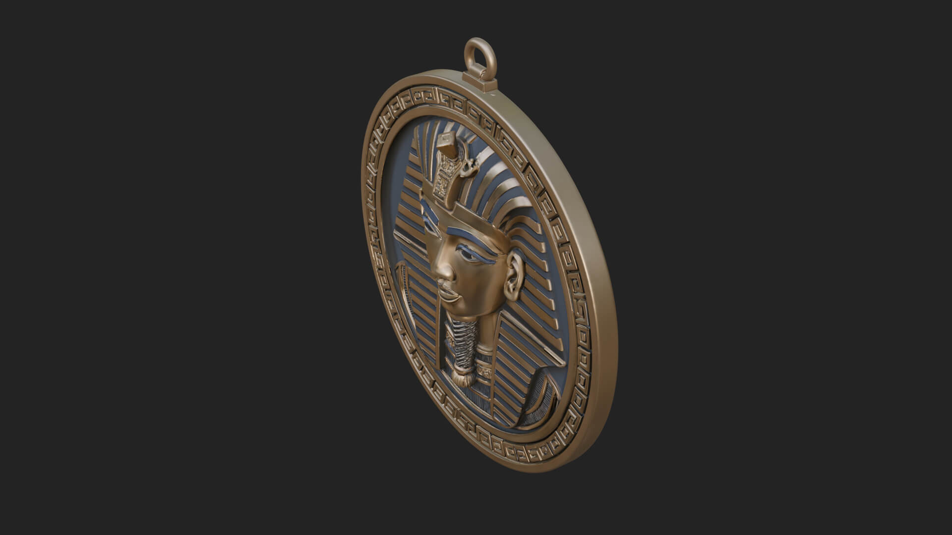 Pharaoh Mask Oval Relief Plaque Design 2 3D Print Model 3D Model