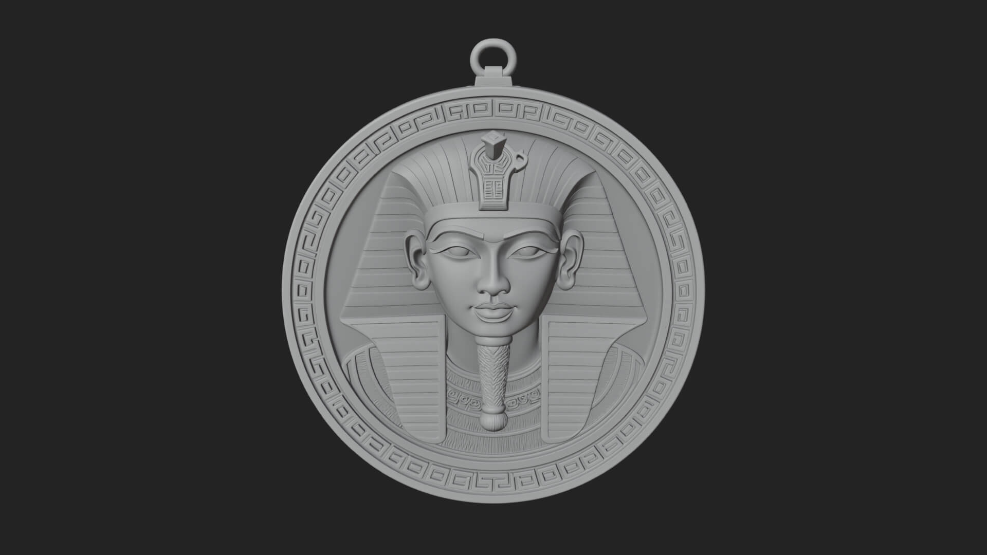 Pharaoh Mask Oval Relief Plaque Design 2 3D Print Model 3D Model