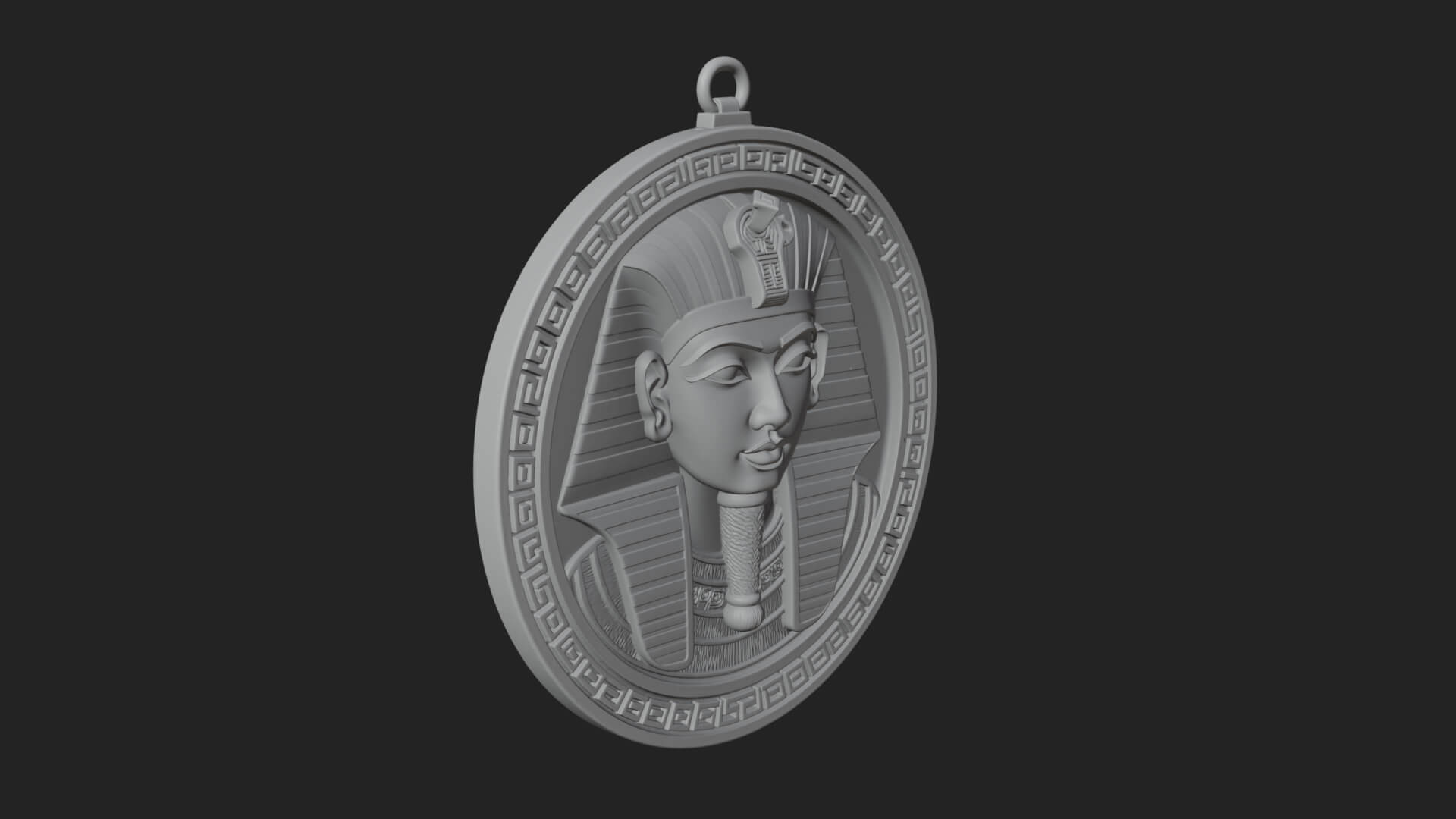Pharaoh Mask Oval Relief Plaque Design 2 3D Print Model 3D Model