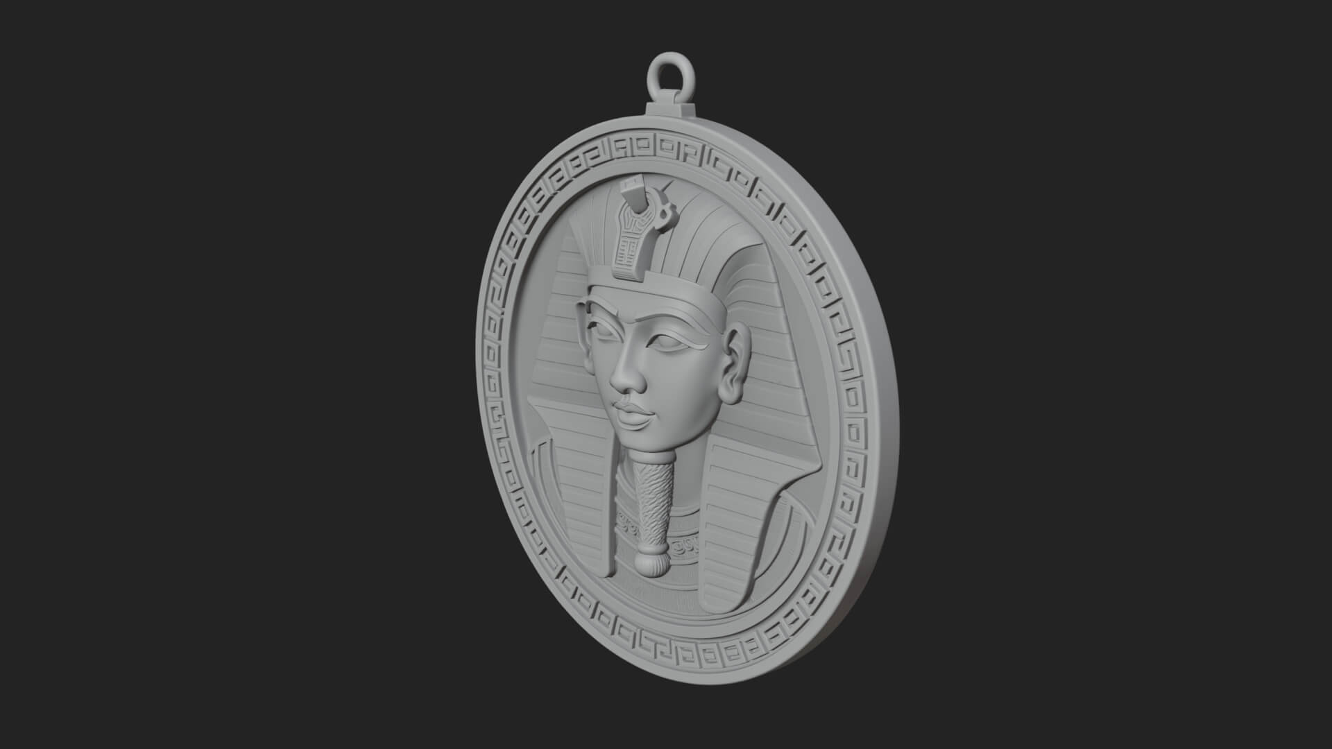 Pharaoh Mask Oval Relief Plaque Design 2 3D Print Model 3D Model