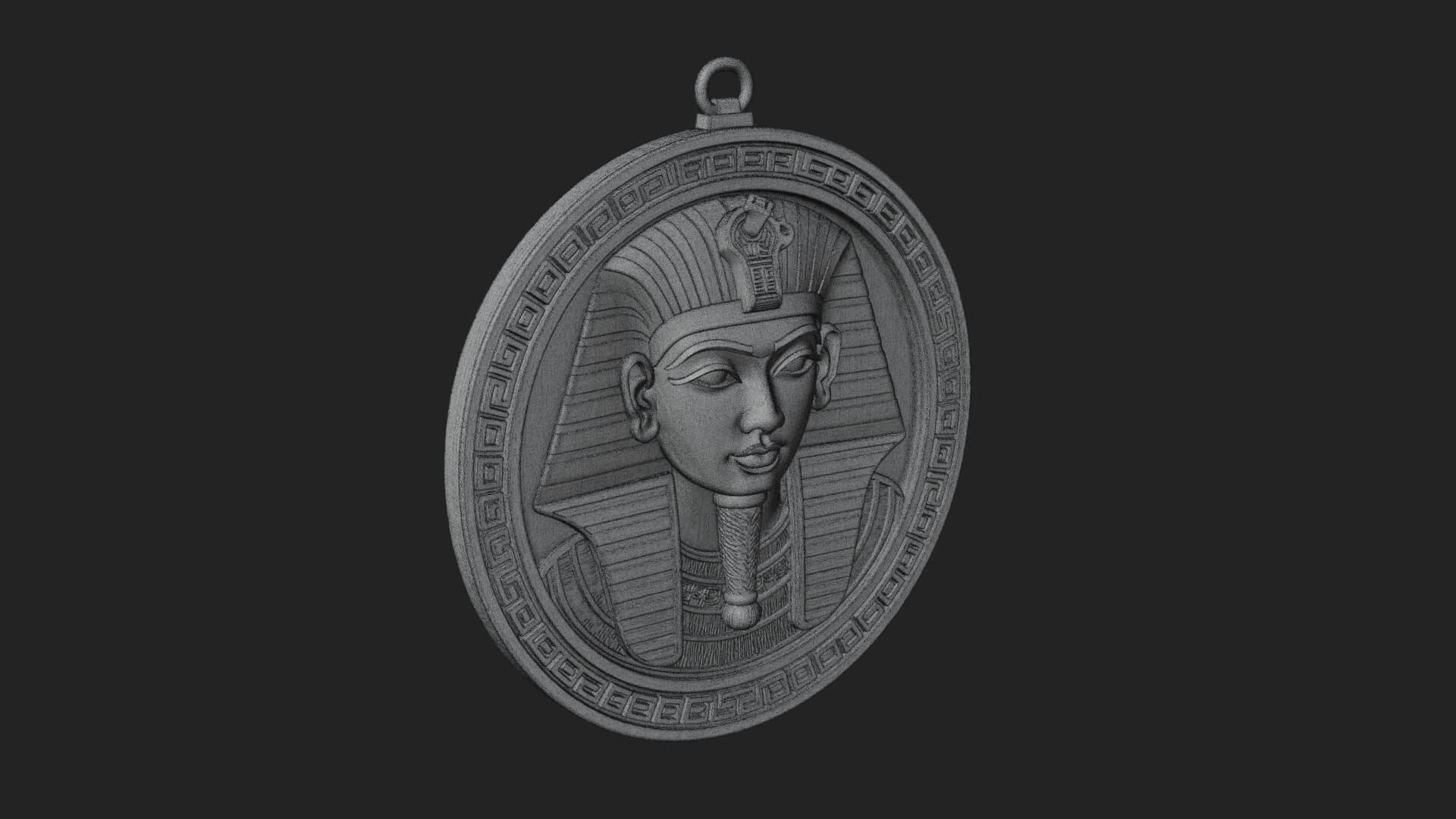 Pharaoh Mask Oval Relief Plaque Design 2 3D Print Model 3D Model