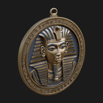 Pharaoh Mask Oval Relief Plaque Design 2 3D Print Model