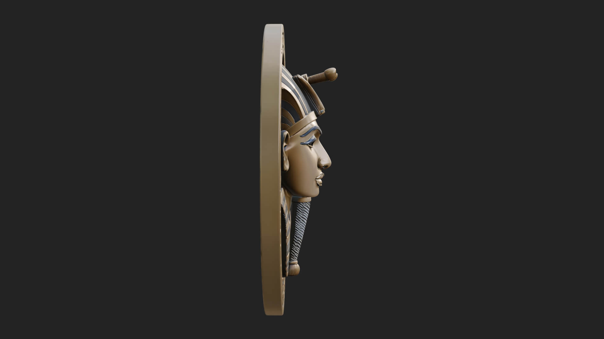 Pharaoh Mask Oval Relief Plaque Design 3 3D Print Model 3D Model