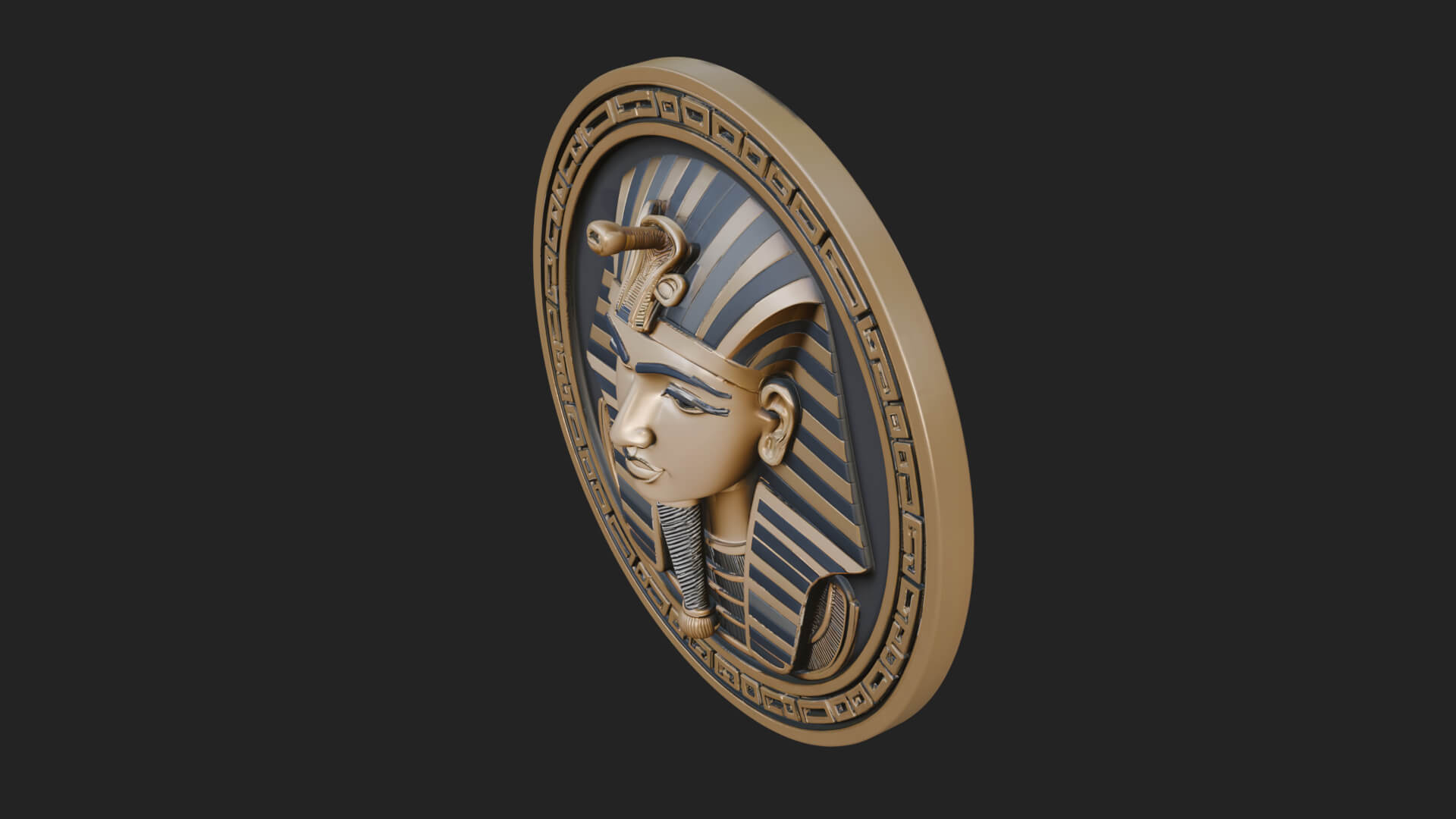 Pharaoh Mask Oval Relief Plaque Design 3 3D Print Model 3D Model