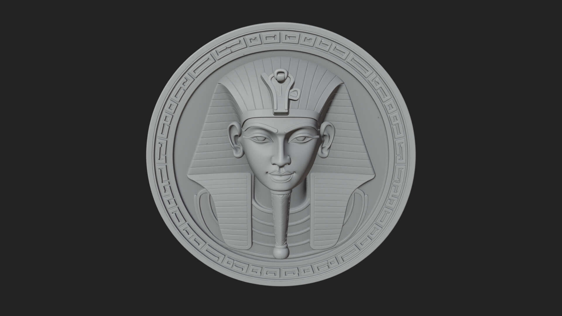 Pharaoh Mask Oval Relief Plaque Design 3 3D Print Model 3D Model