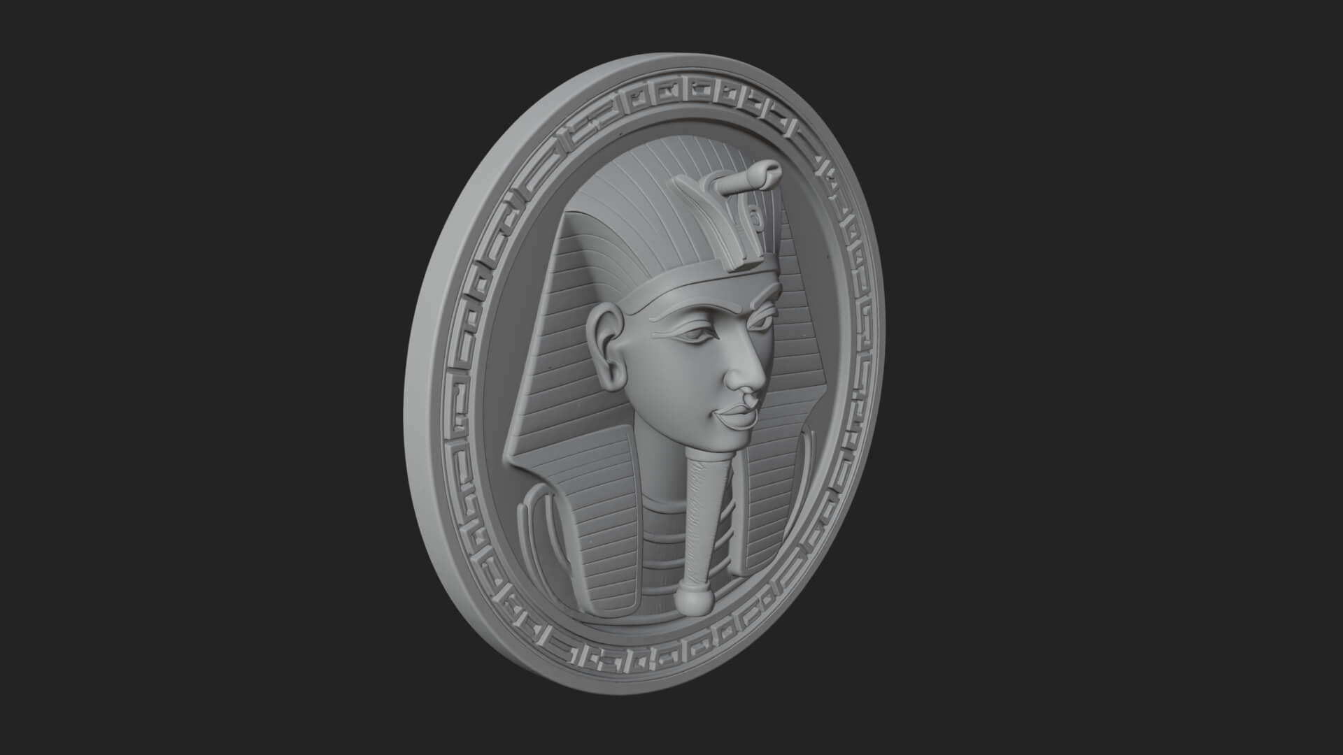 Pharaoh Mask Oval Relief Plaque Design 3 3D Print Model 3D Model