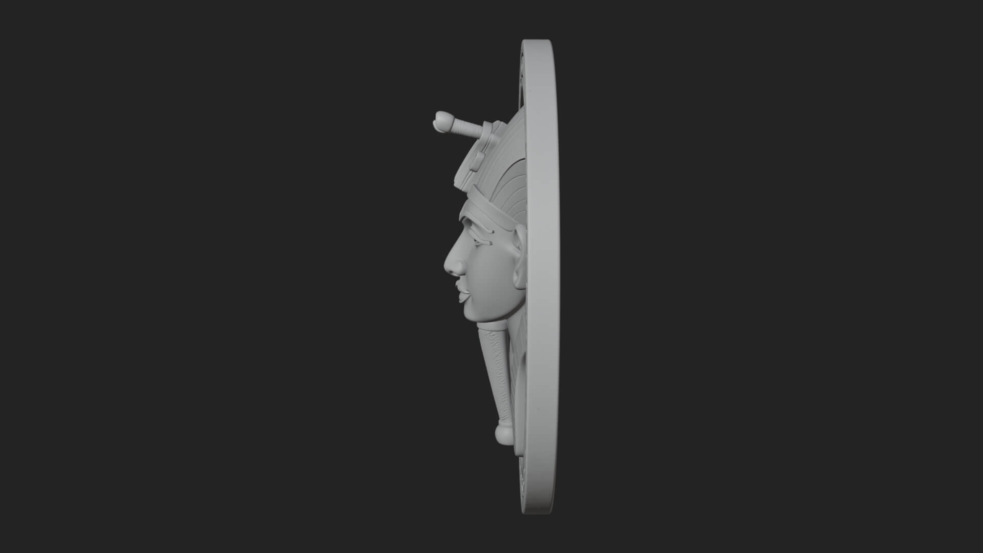 Pharaoh Mask Oval Relief Plaque Design 3 3D Print Model 3D Model