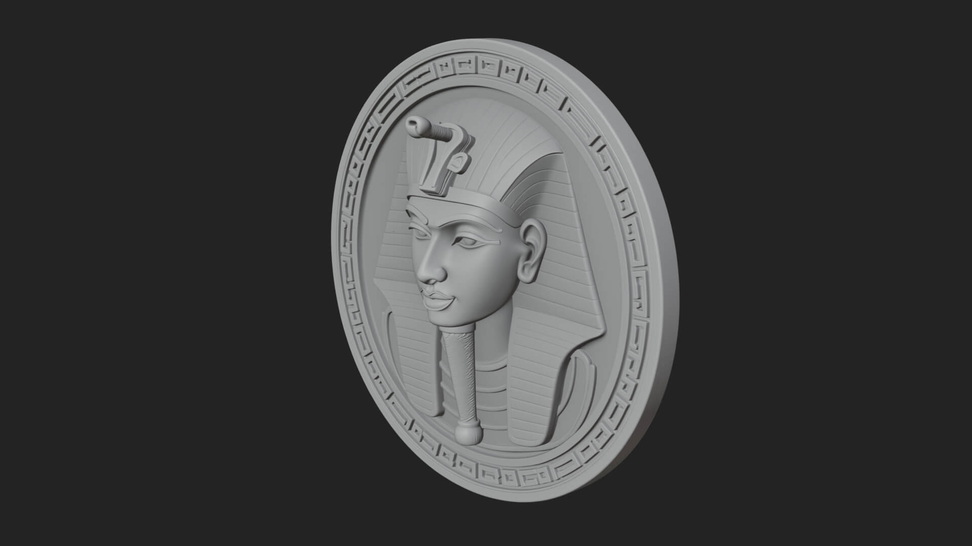 Pharaoh Mask Oval Relief Plaque Design 3 3D Print Model 3D Model