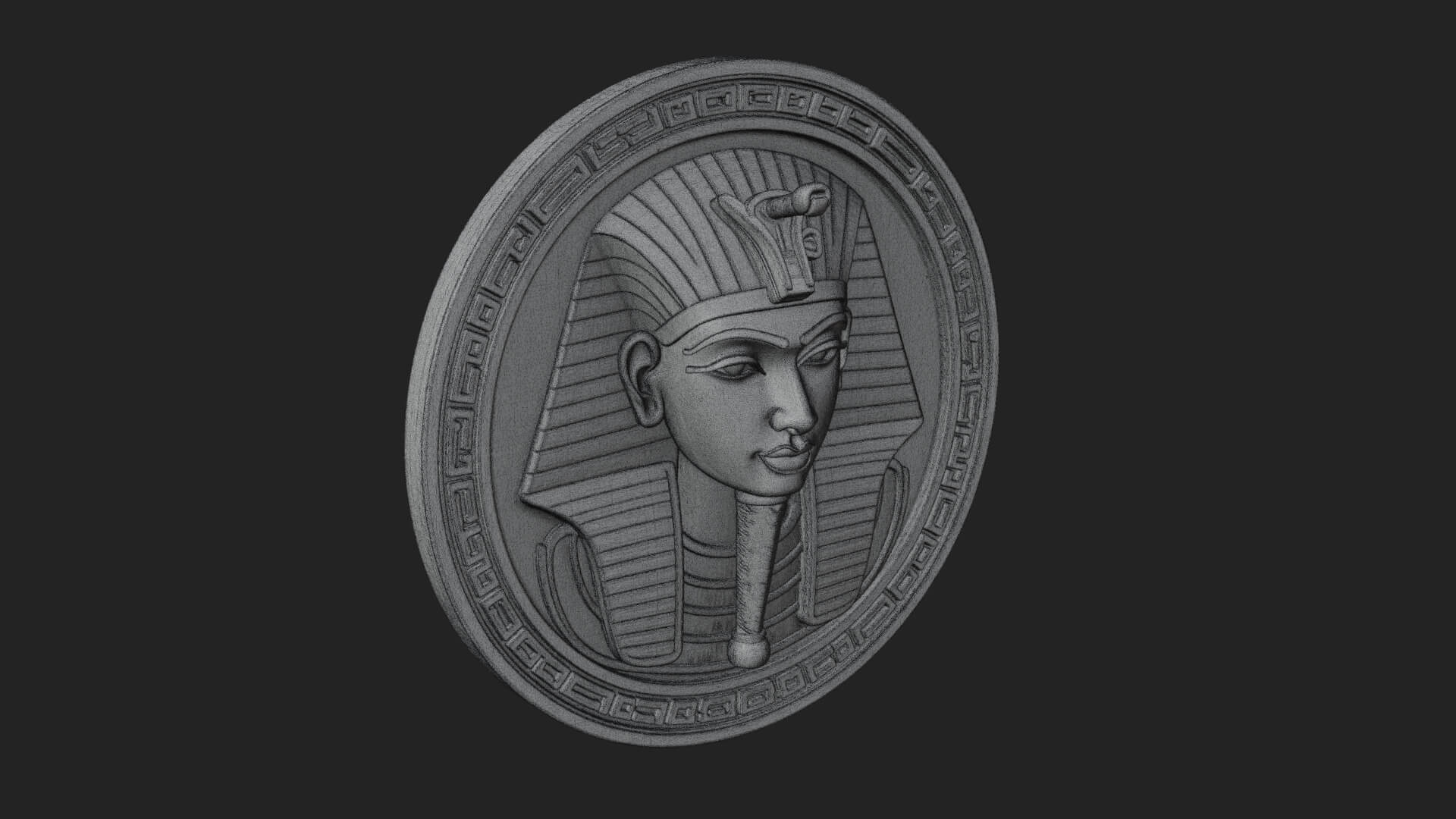 Pharaoh Mask Oval Relief Plaque Design 3 3D Print Model 3D Model