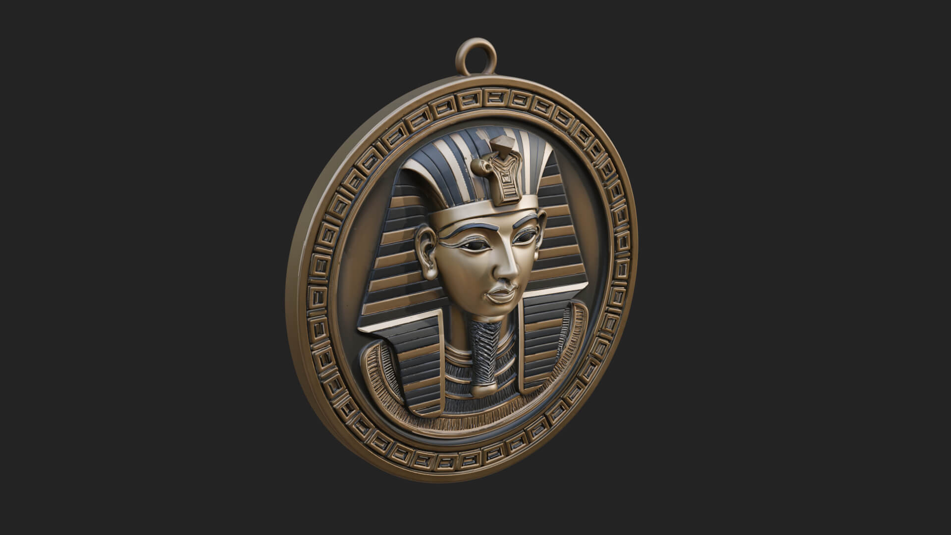 Pharaoh Mask Oval Relief Plaque Design 4 3D Print Model 3D Model