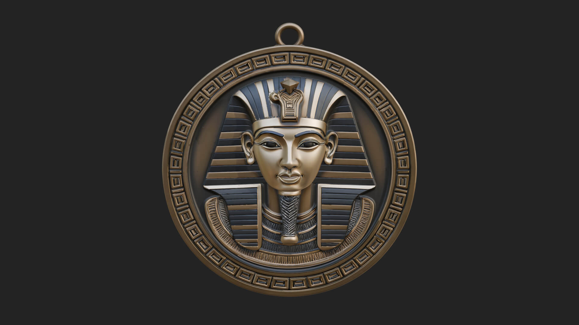 Pharaoh Mask Oval Relief Plaque Design 4 3D Print Model 3D Model