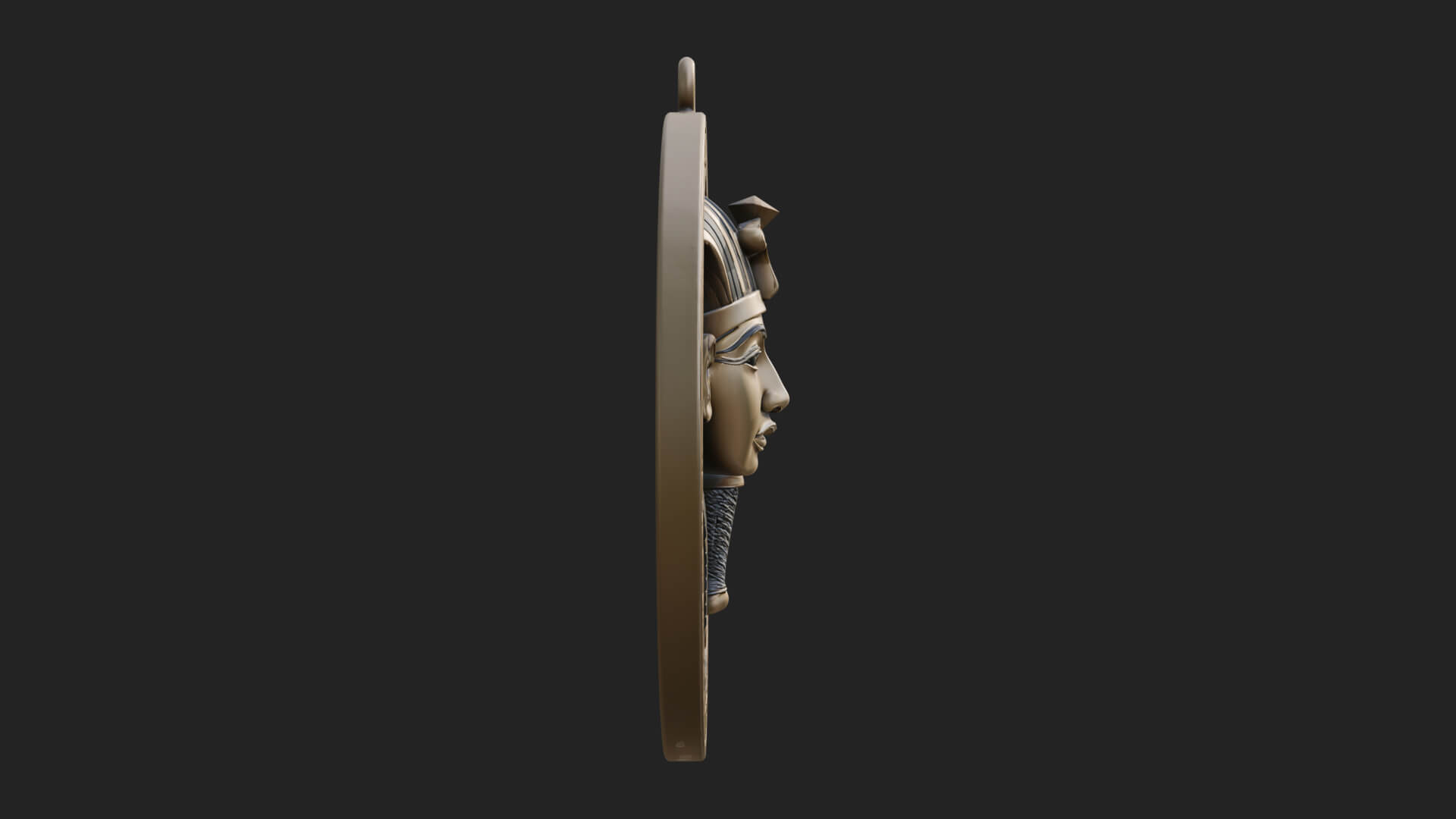 Pharaoh Mask Oval Relief Plaque Design 4 3D Print Model 3D Model