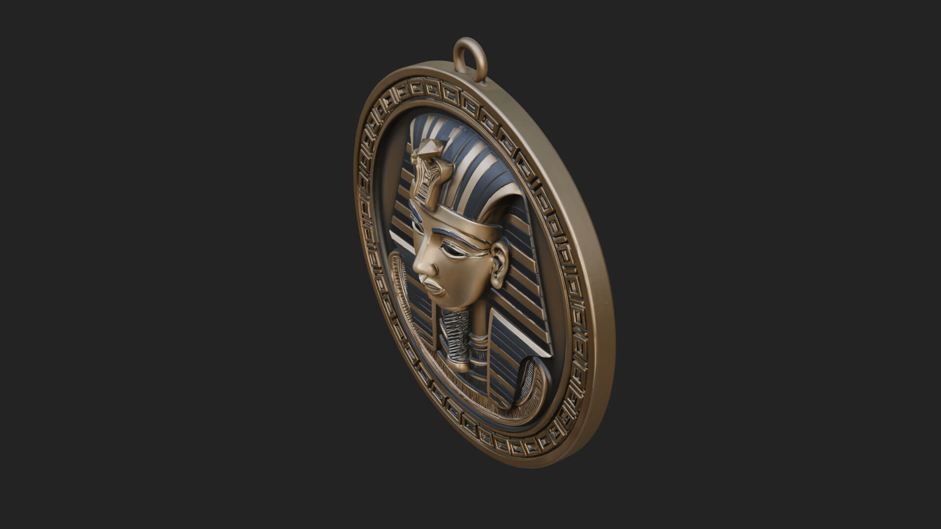 Pharaoh Mask Oval Relief Plaque Design 4 3D Print Model 3D Model