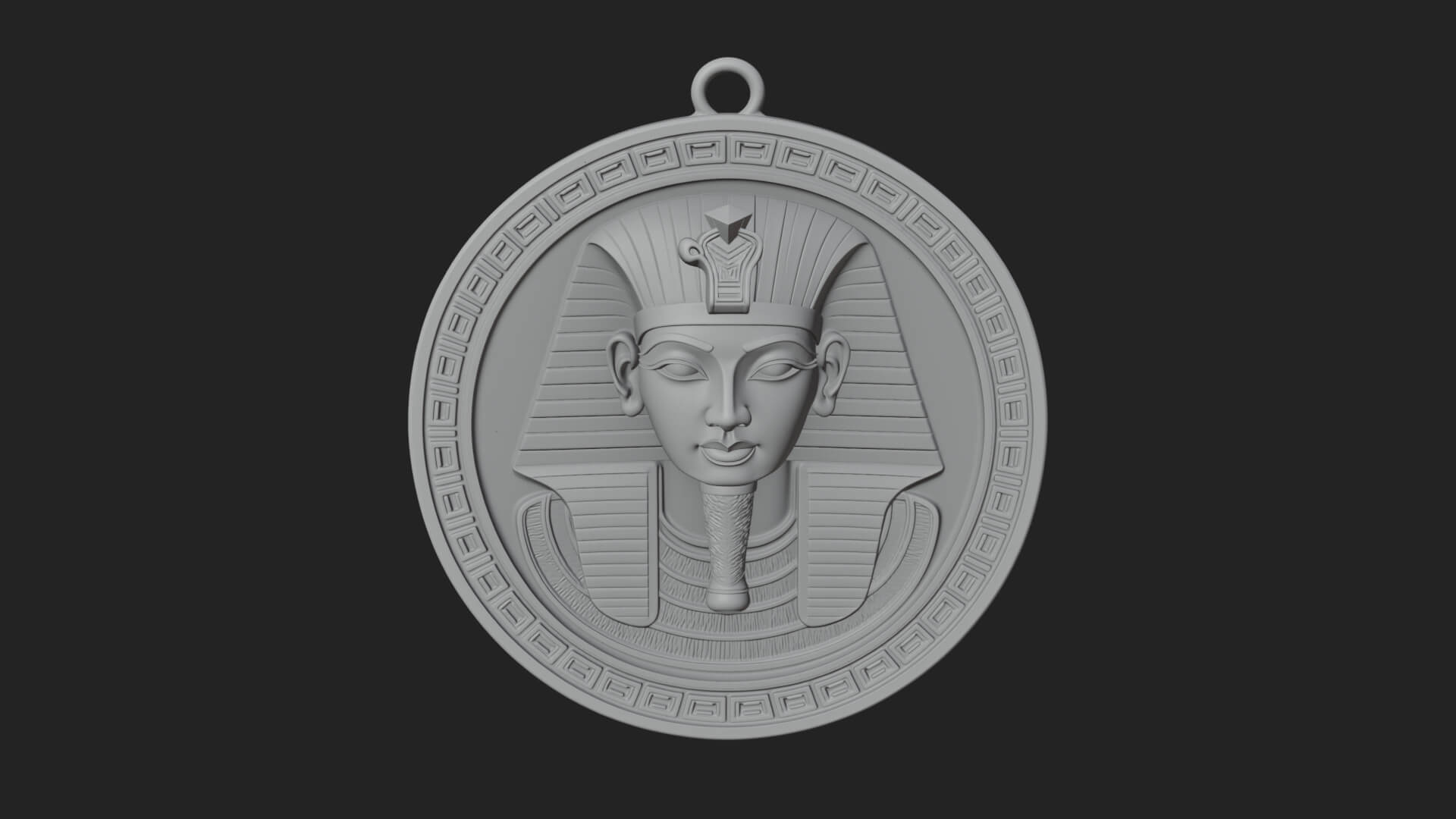 Pharaoh Mask Oval Relief Plaque Design 4 3D Print Model 3D Model