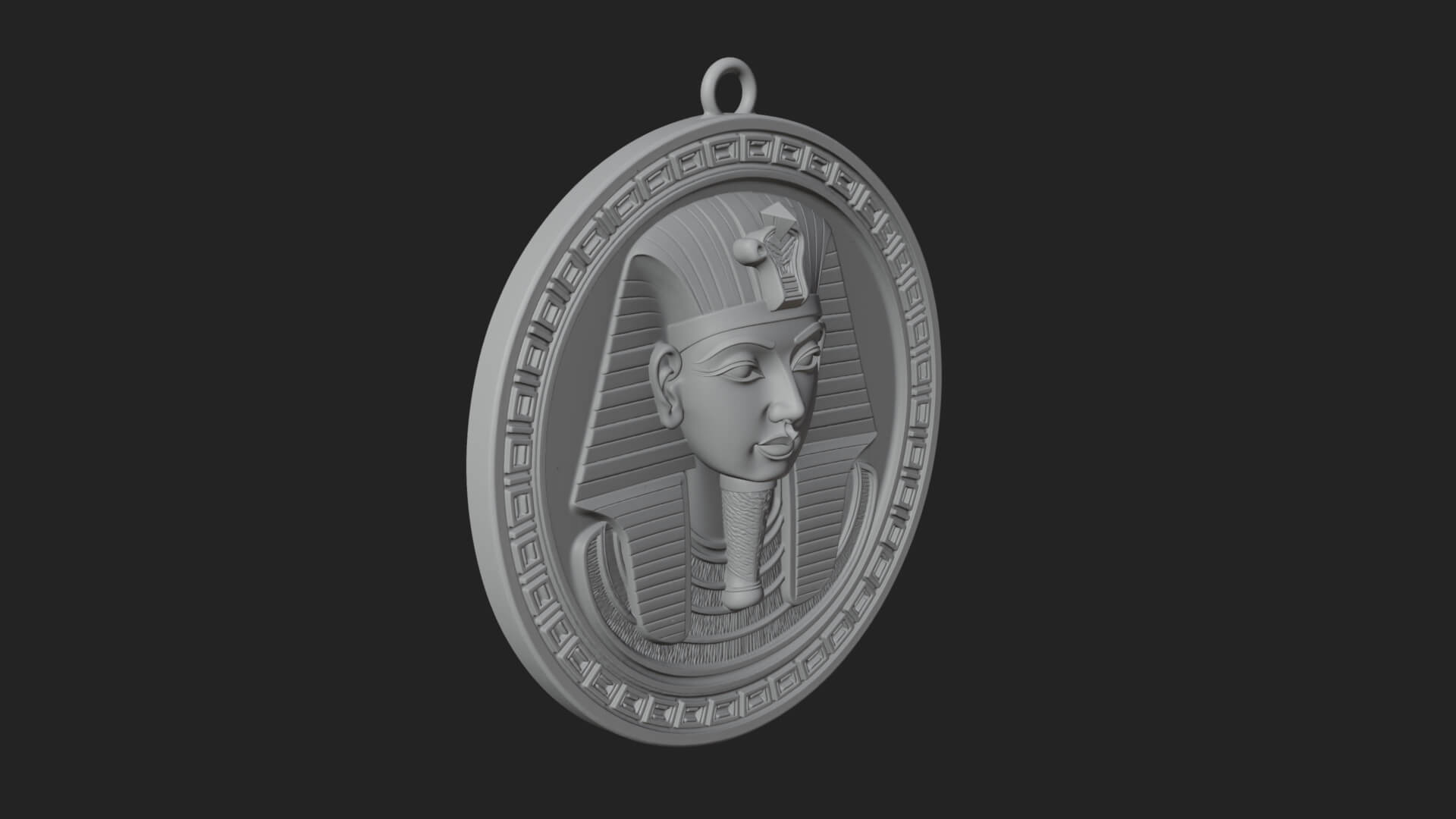 Pharaoh Mask Oval Relief Plaque Design 4 3D Print Model 3D Model