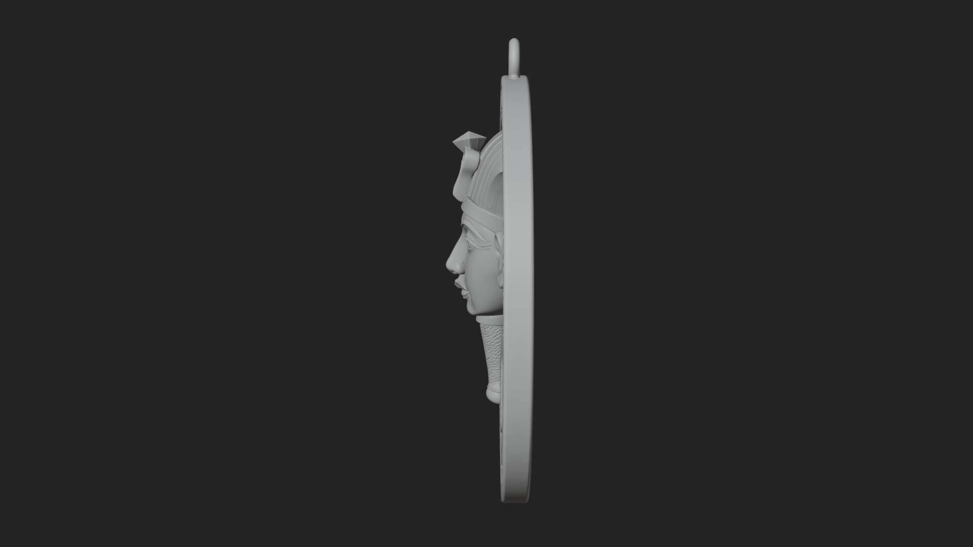 Pharaoh Mask Oval Relief Plaque Design 4 3D Print Model 3D Model