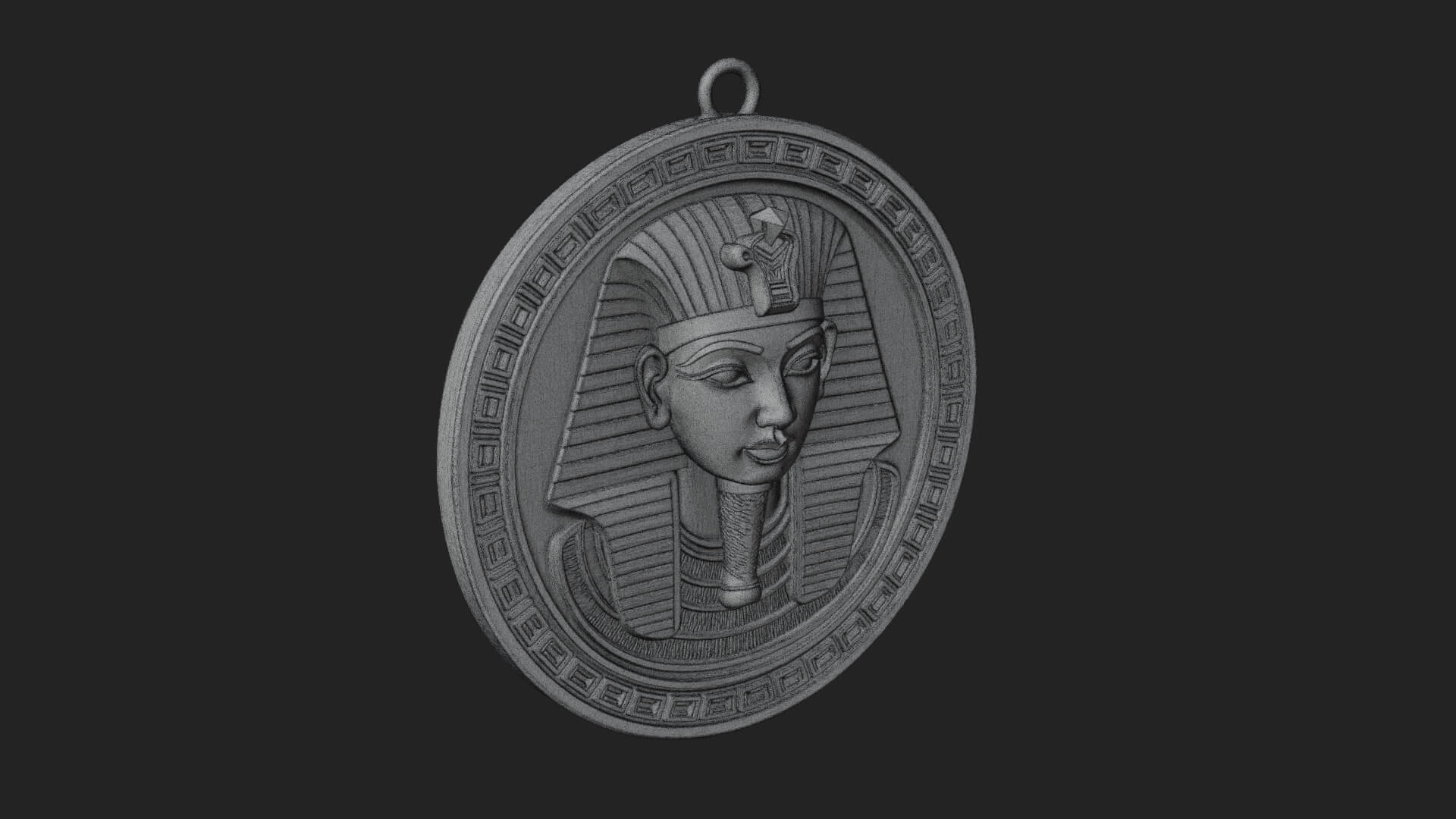 Pharaoh Mask Oval Relief Plaque Design 4 3D Print Model 3D Model