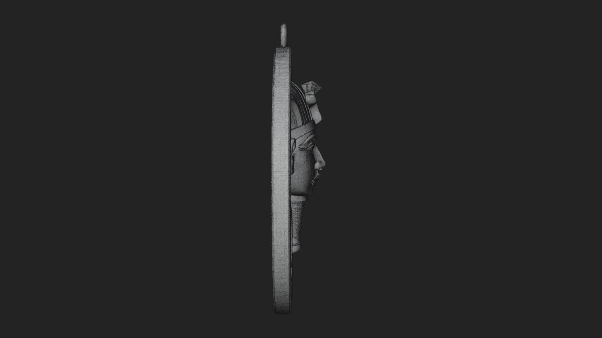 Pharaoh Mask Oval Relief Plaque Design 4 3D Print Model 3D Model