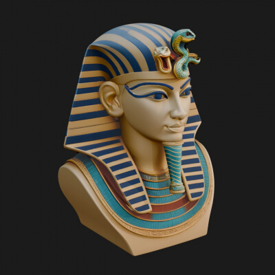 Pharaoh Nemes Bust Statue Design 6 3d Print Model