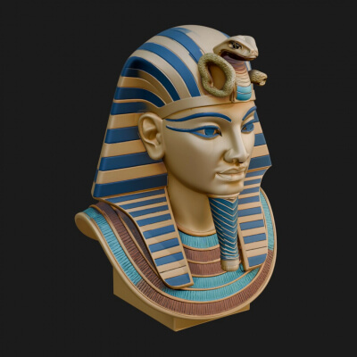 Pharaoh Nemes Bust Statue Design 7 3D Print Model