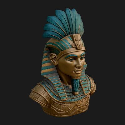 Pharaoh Nemes Bust Statue Design 9 3D Print Model