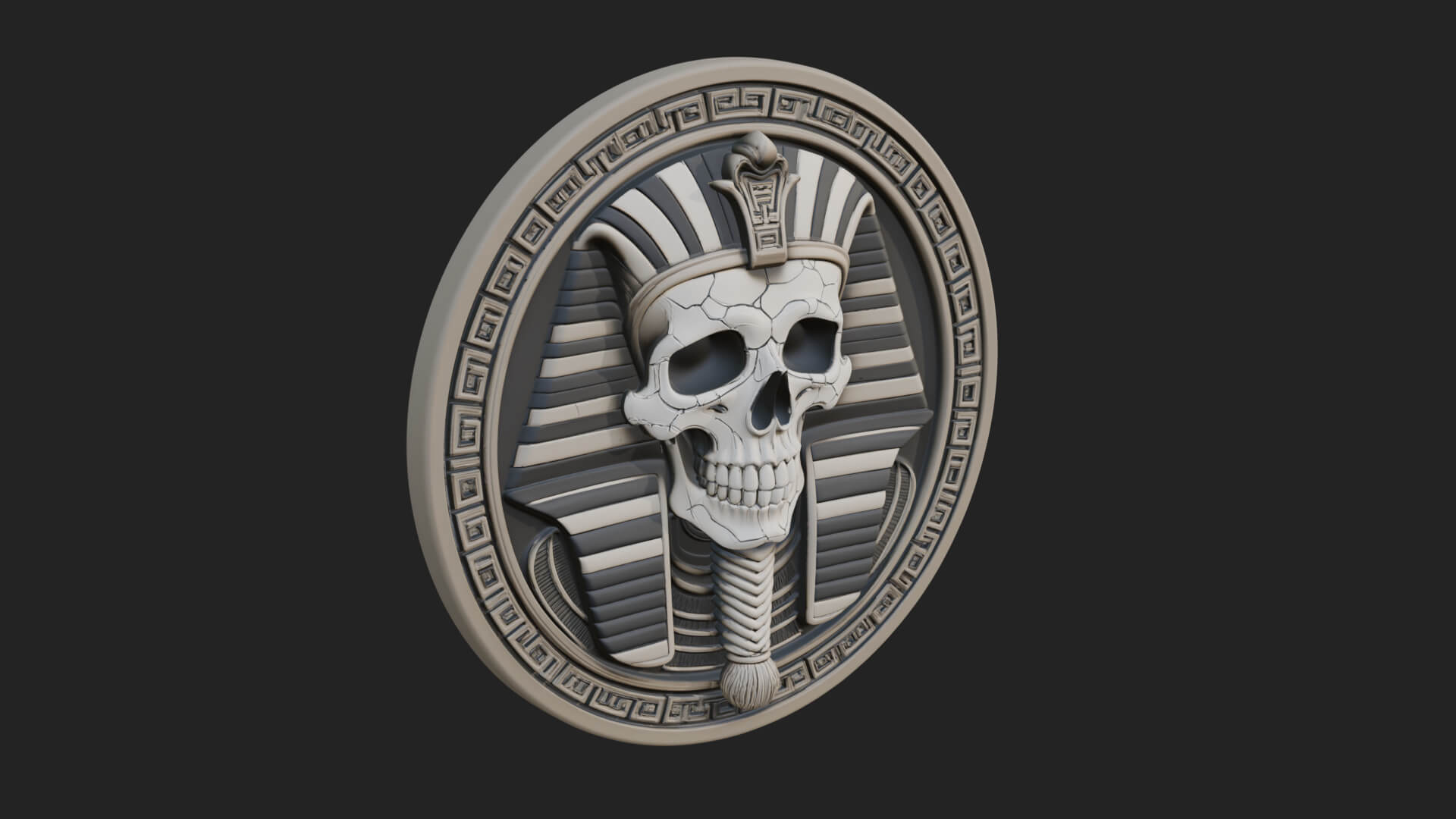 Pharaoh Skull Oval Relief Plaque Design 1 3D Print Model 3D Model