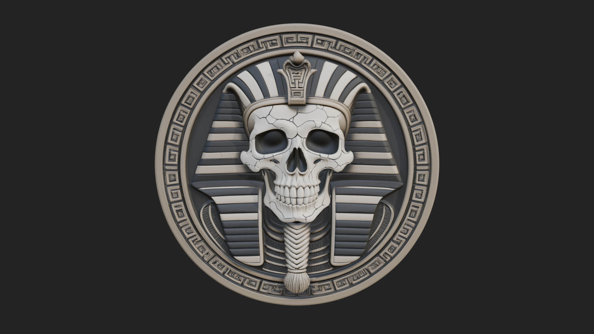 Pharaoh Skull Oval Relief Plaque Design 1 3D Print Model 3D Model