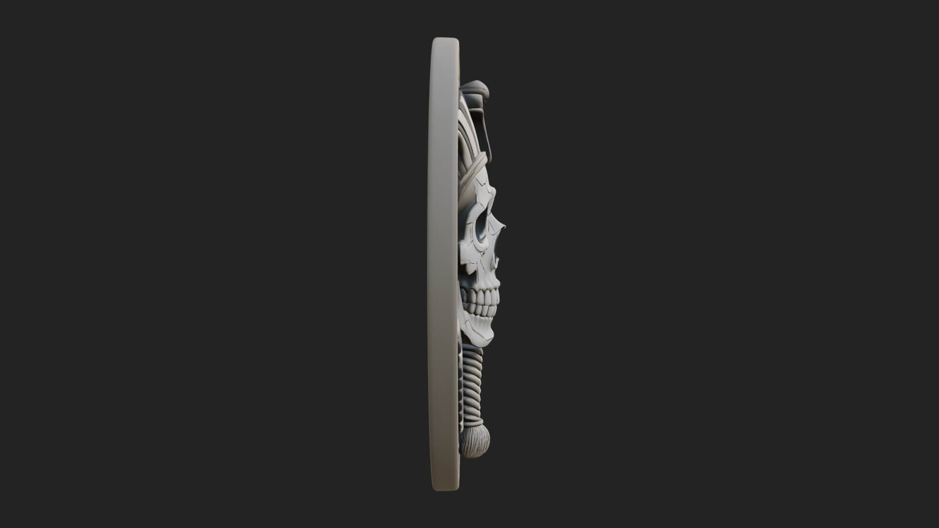 Pharaoh Skull Oval Relief Plaque Design 1 3D Print Model 3D Model