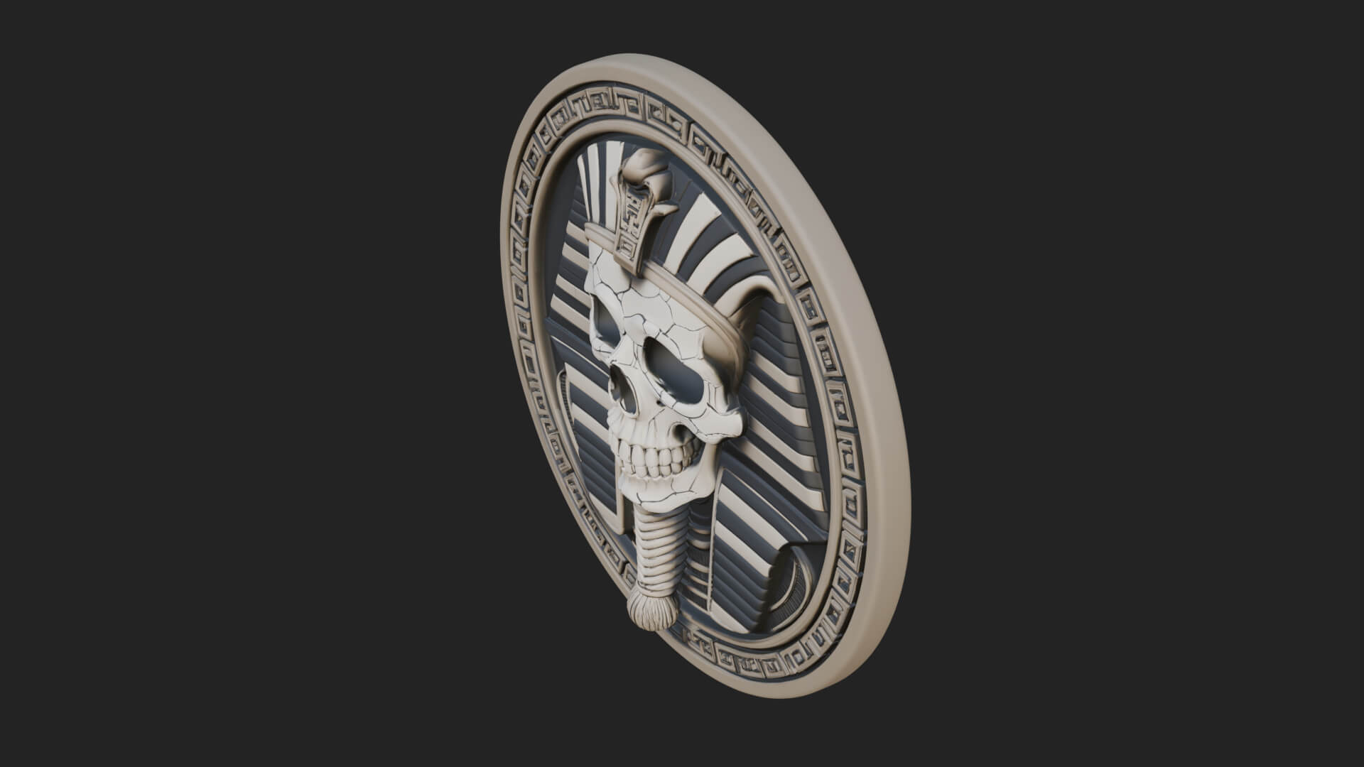 Pharaoh Skull Oval Relief Plaque Design 1 3D Print Model 3D Model