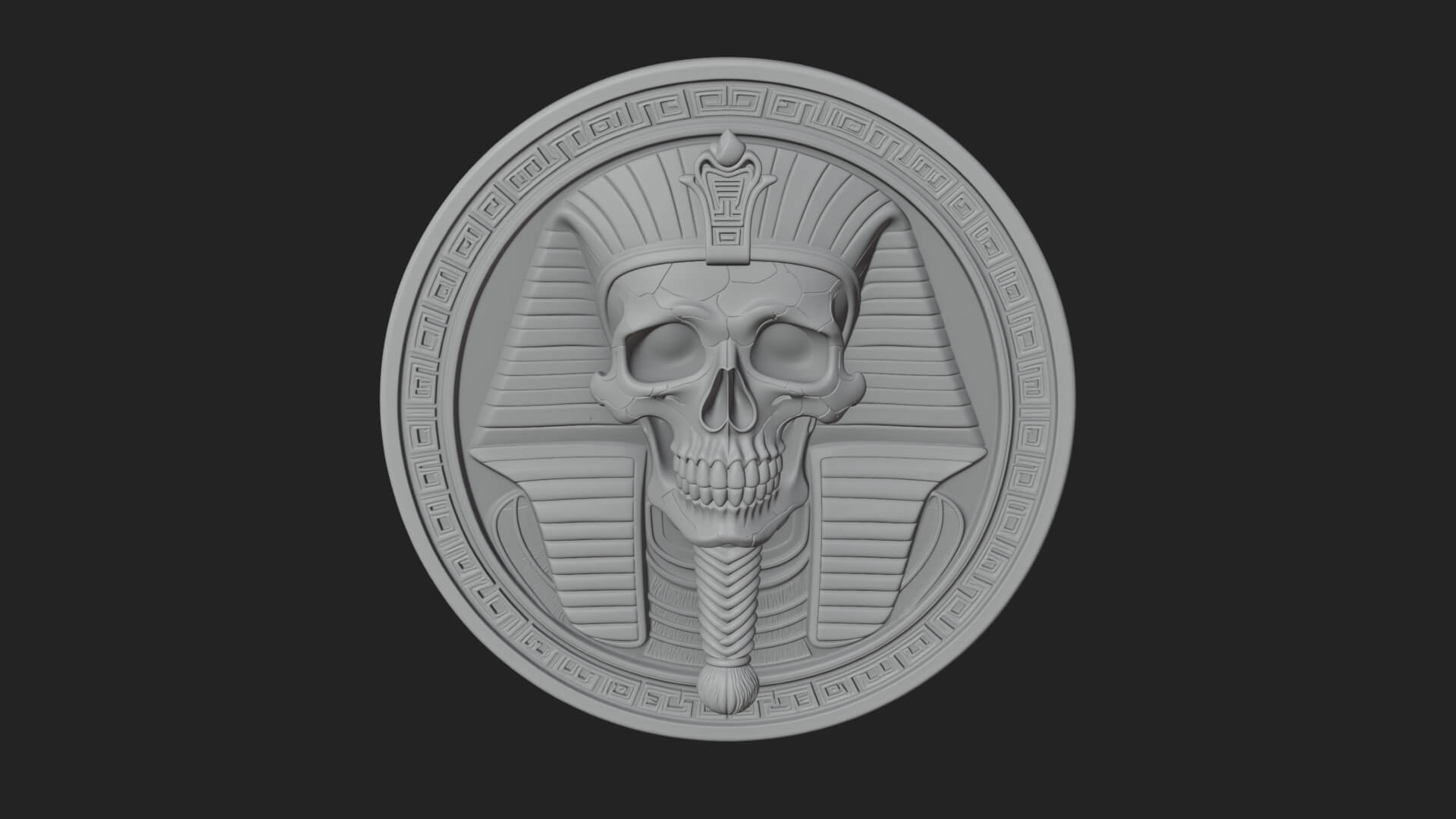 Pharaoh Skull Oval Relief Plaque Design 1 3D Print Model 3D Model