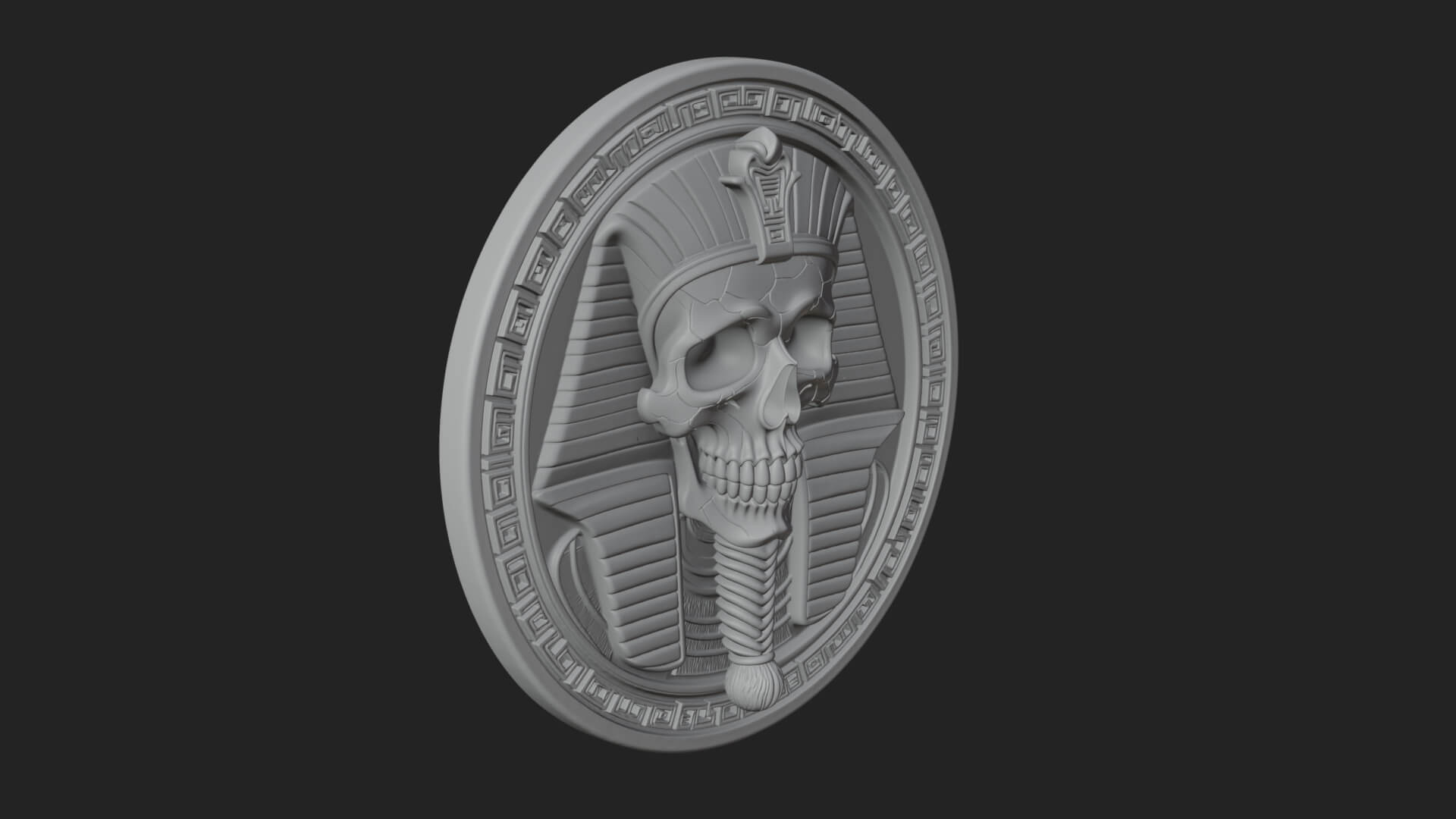 Pharaoh Skull Oval Relief Plaque Design 1 3D Print Model 3D Model