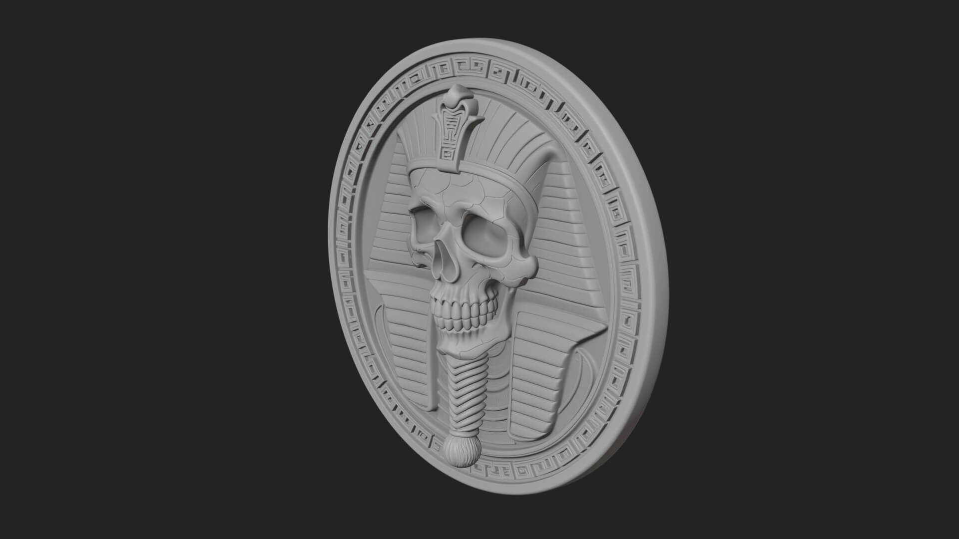 Pharaoh Skull Oval Relief Plaque Design 1 3D Print Model 3D Model