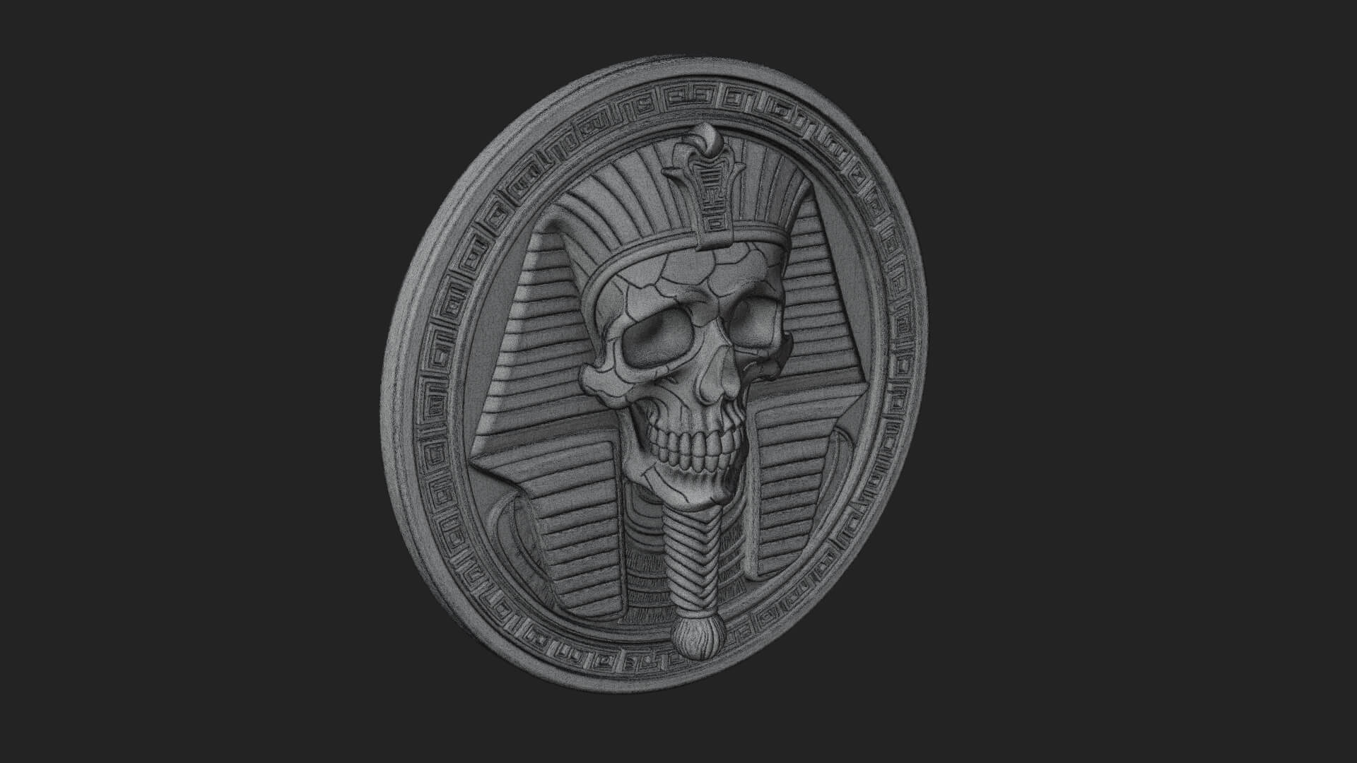 Pharaoh Skull Oval Relief Plaque Design 1 3D Print Model 3D Model