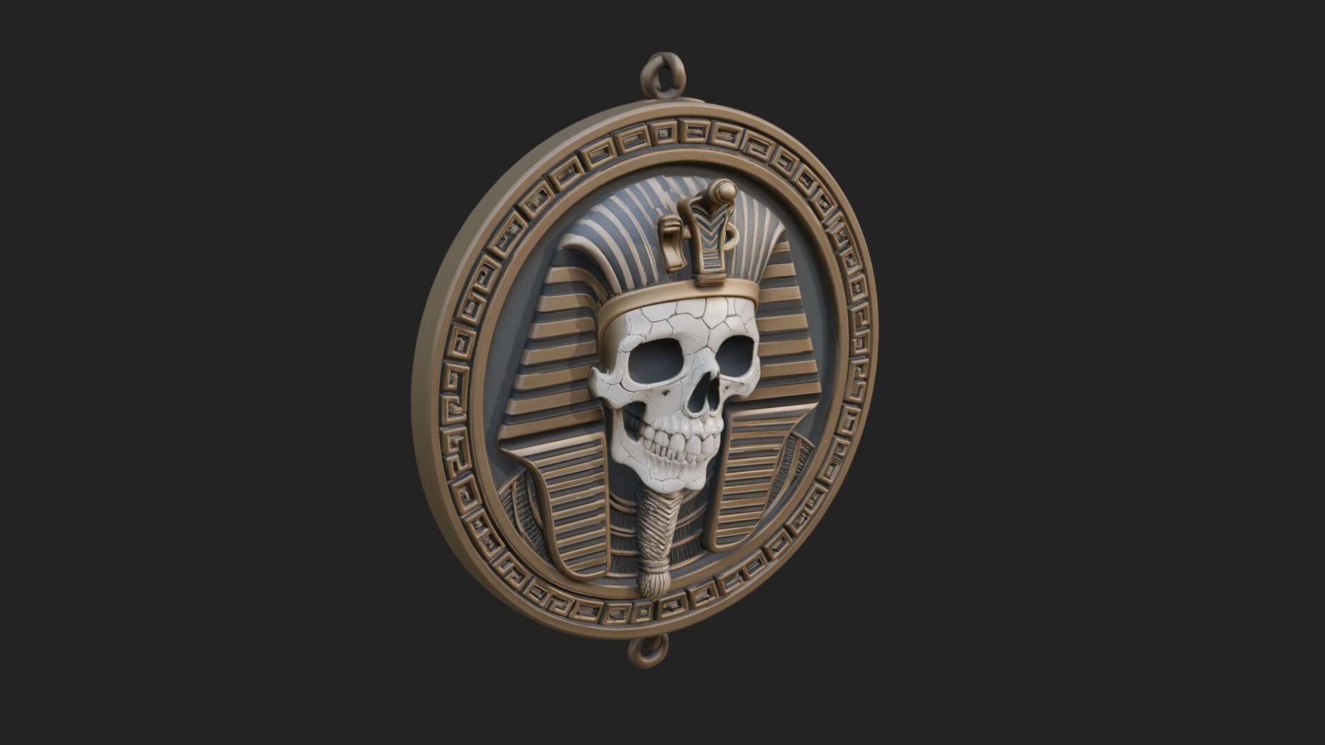 Pharaoh Skull Oval Relief Plaque Design 2 3D Print Model 3D Model