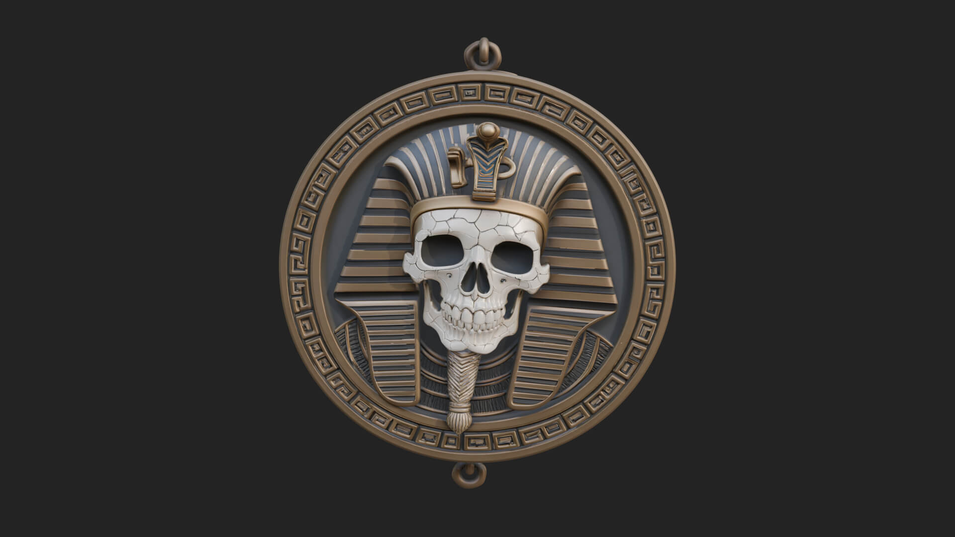 Pharaoh Skull Oval Relief Plaque Design 2 3D Print Model 3D Model