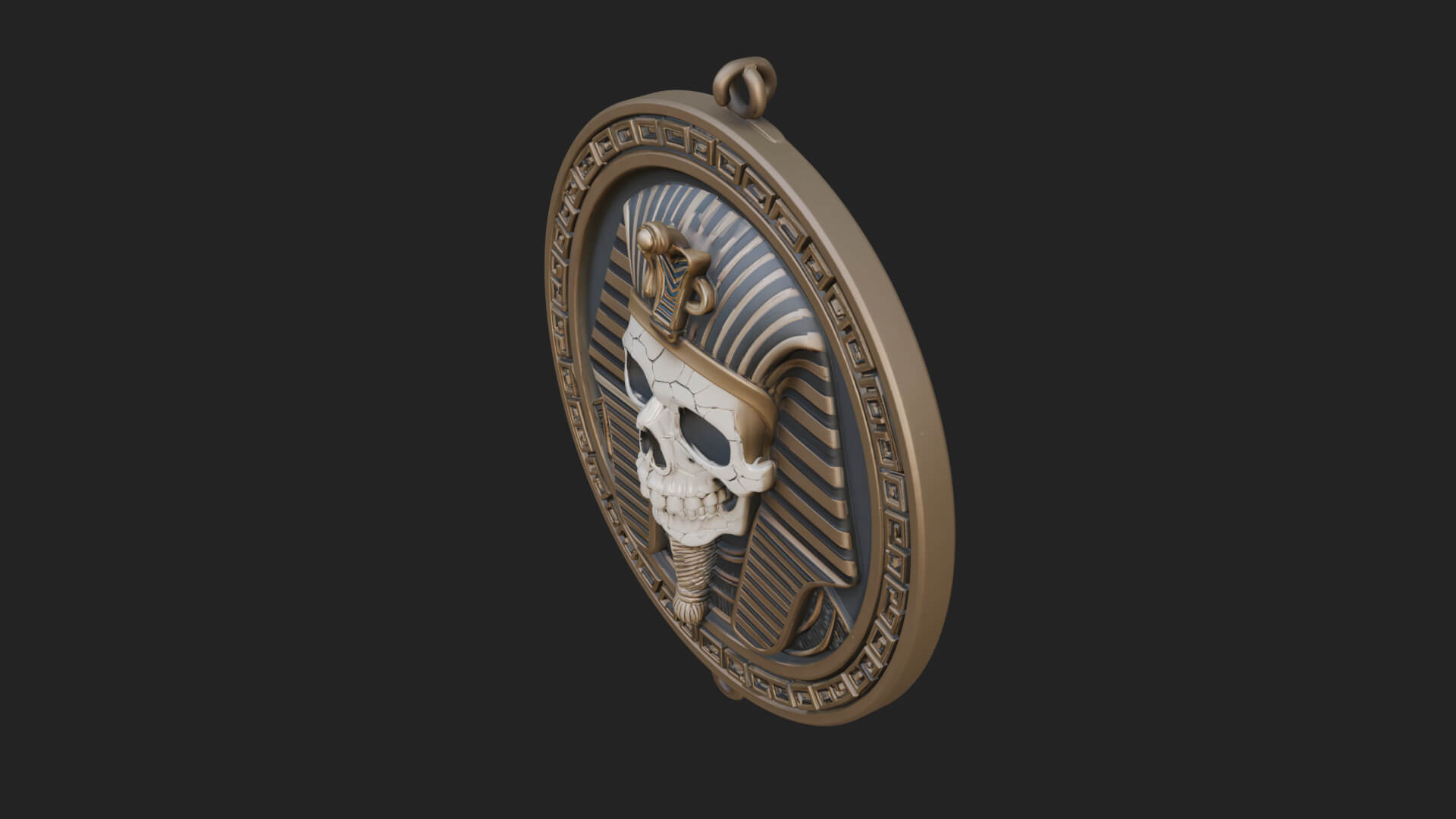 Pharaoh Skull Oval Relief Plaque Design 2 3D Print Model 3D Model