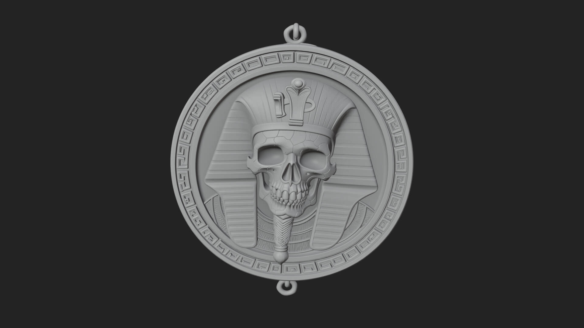 Pharaoh Skull Oval Relief Plaque Design 2 3D Print Model 3D Model