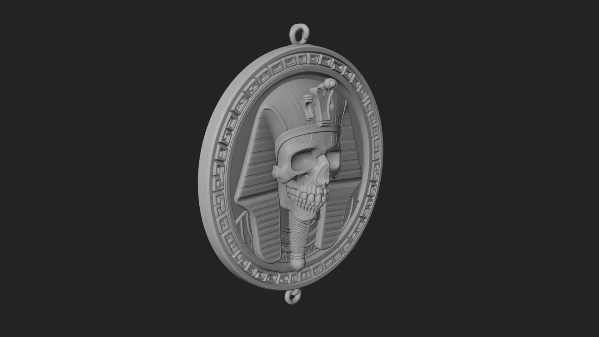 Pharaoh Skull Oval Relief Plaque Design 2 3D Print Model 3D Model