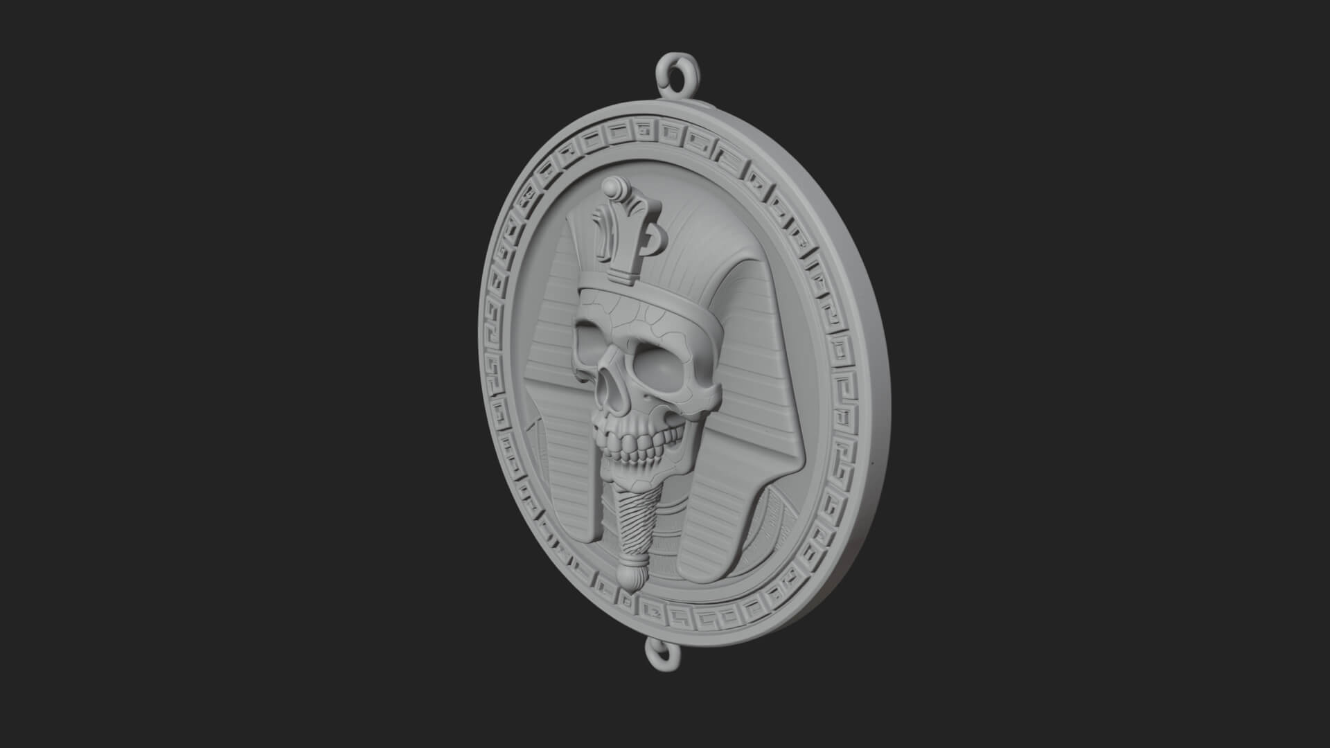 Pharaoh Skull Oval Relief Plaque Design 2 3D Print Model 3D Model