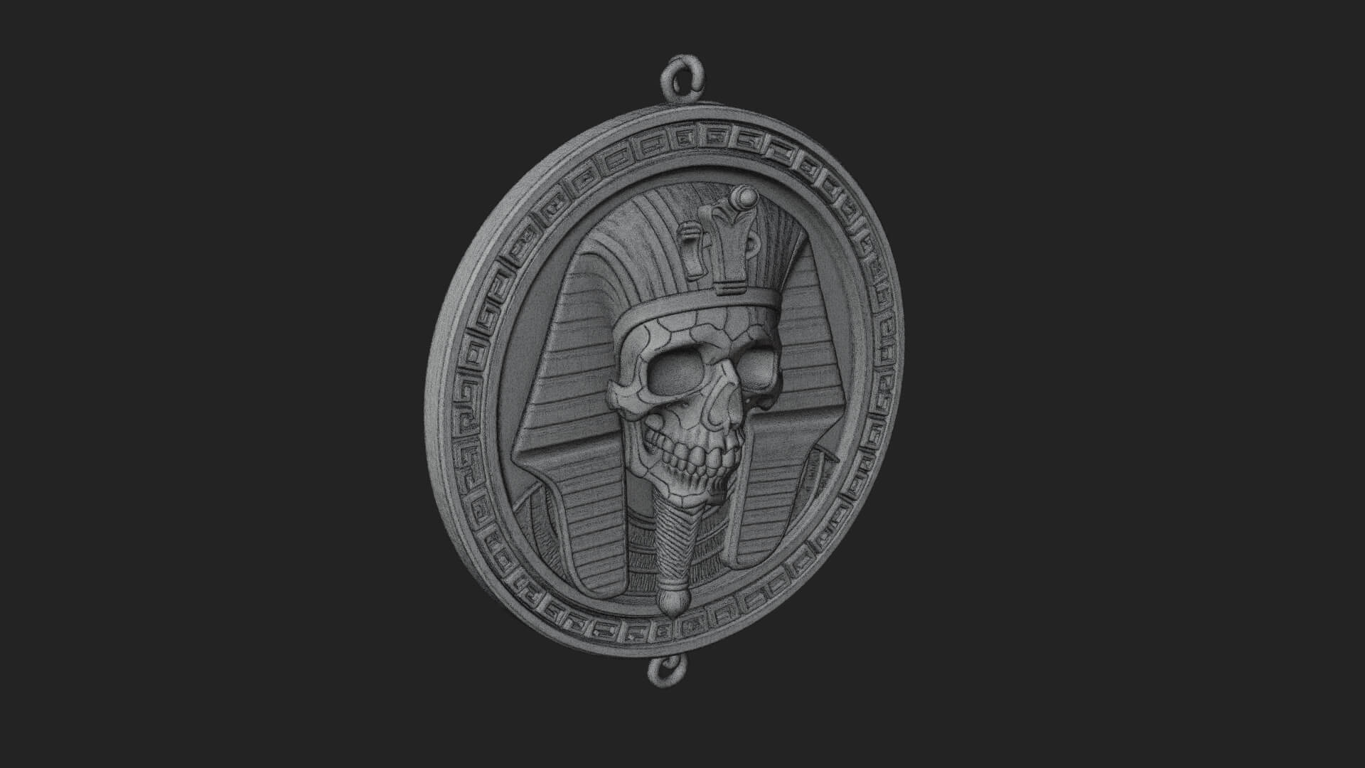 Pharaoh Skull Oval Relief Plaque Design 2 3D Print Model 3D Model