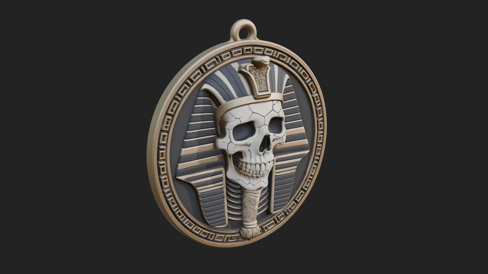 Pharaoh Skull Oval Relief Plaque Design 3 3D Print Model 3D Model