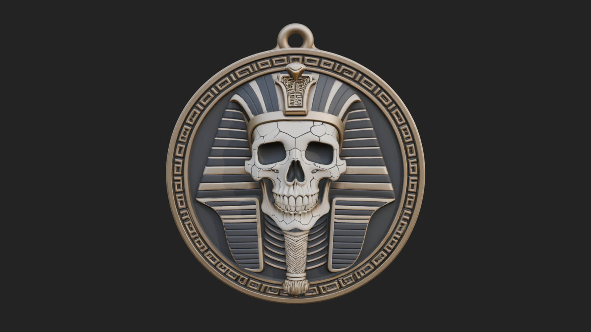 Pharaoh Skull Oval Relief Plaque Design 3 3D Print Model 3D Model