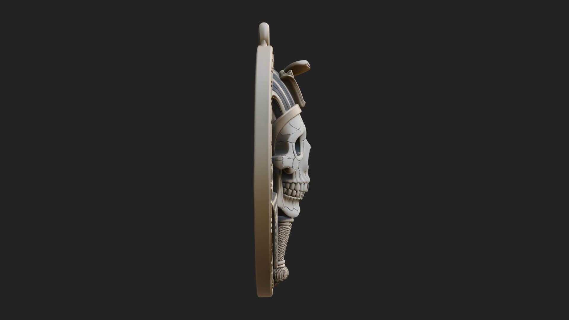 Pharaoh Skull Oval Relief Plaque Design 3 3D Print Model 3D Model