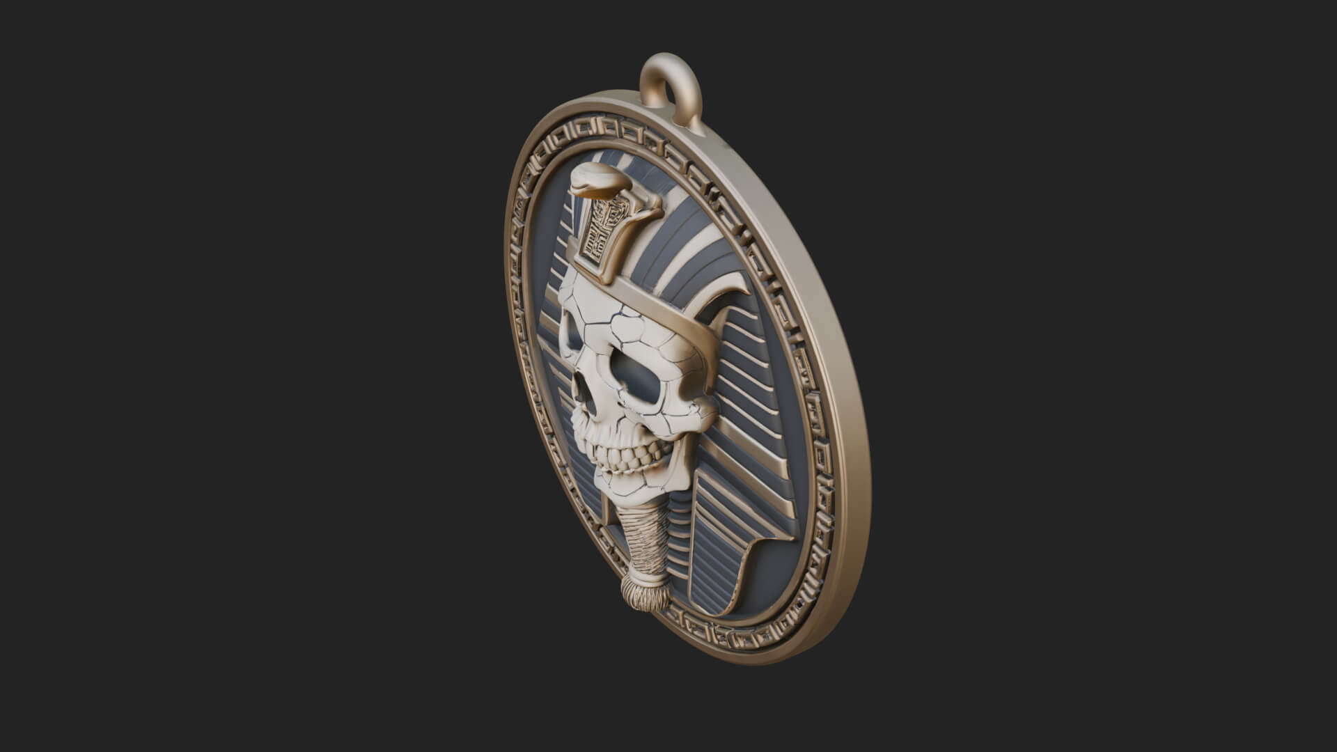 Pharaoh Skull Oval Relief Plaque Design 3 3D Print Model 3D Model