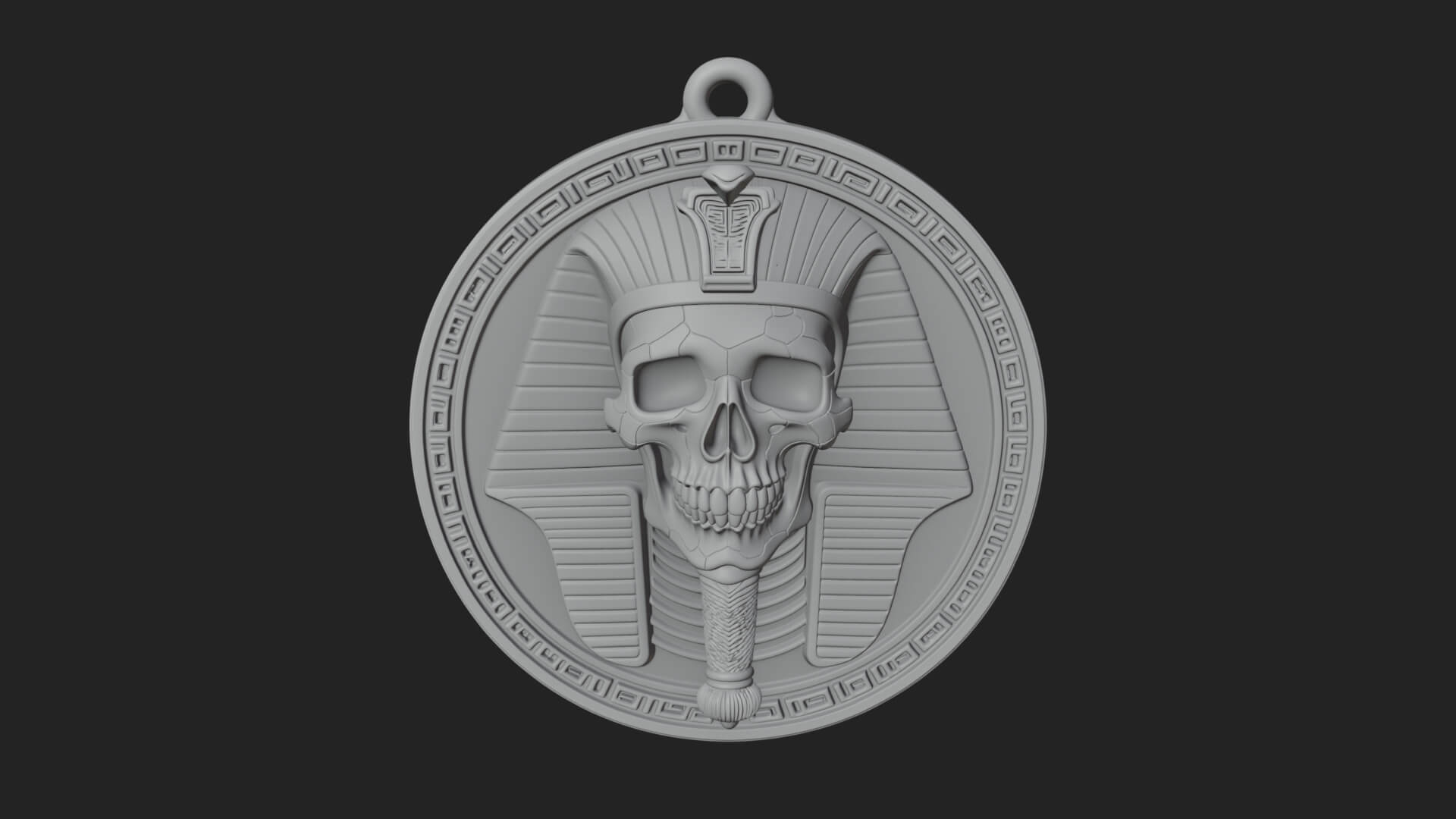 Pharaoh Skull Oval Relief Plaque Design 3 3D Print Model 3D Model