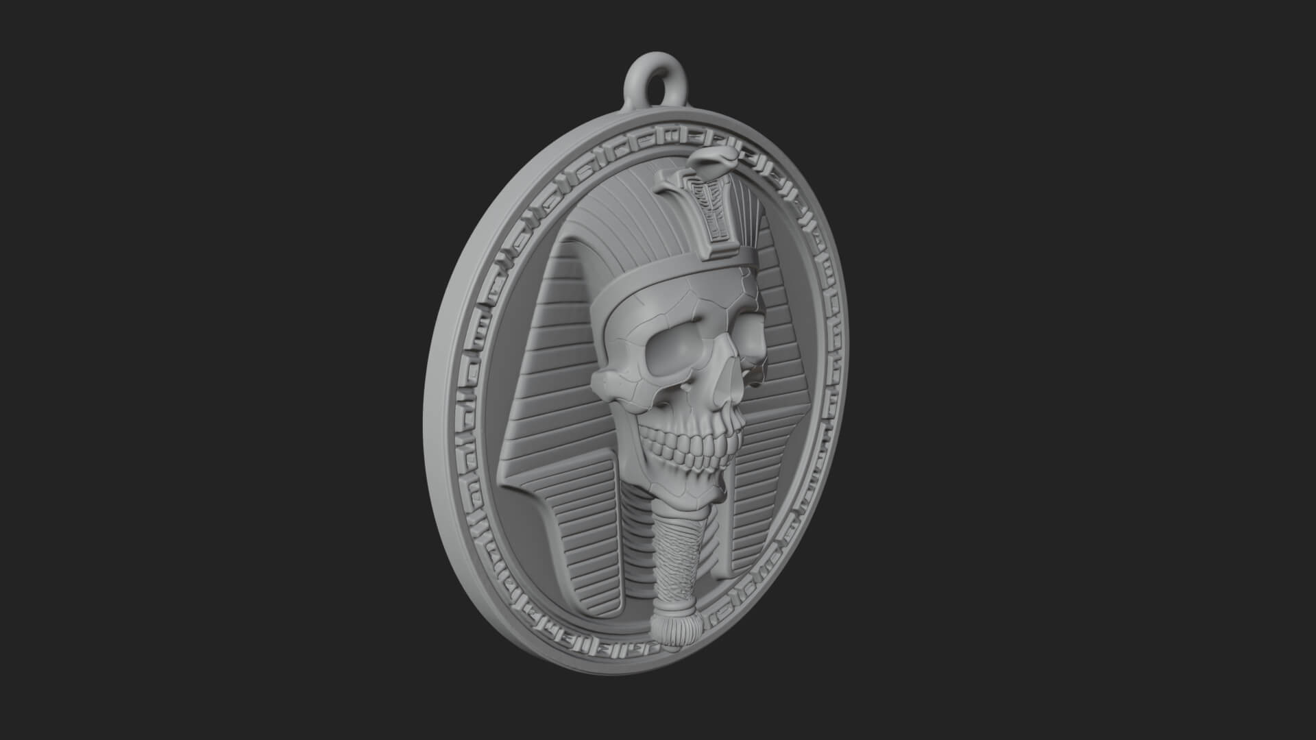 Pharaoh Skull Oval Relief Plaque Design 3 3D Print Model 3D Model